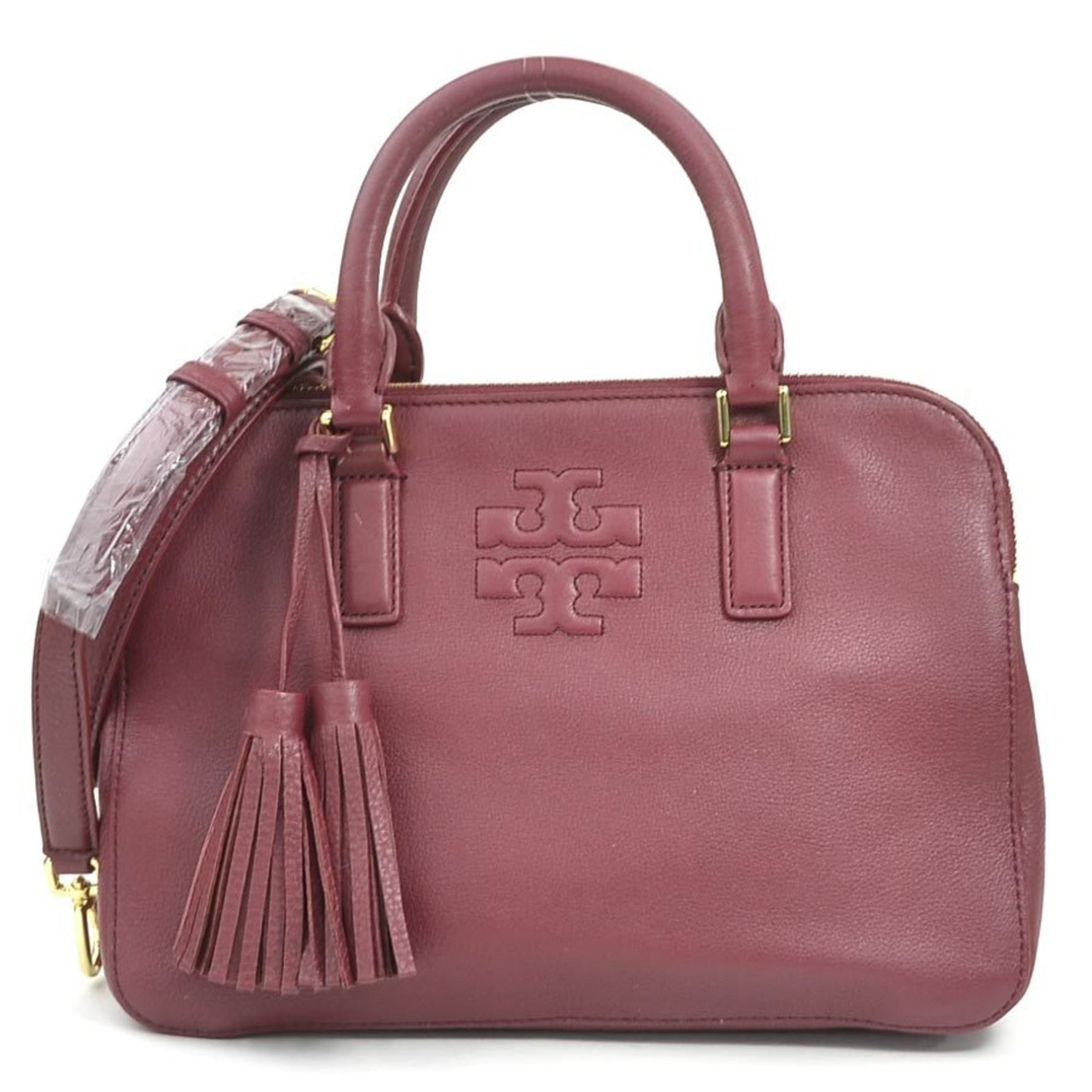 Tory Burch Leather Handbag Shoulder Bag Wine Red