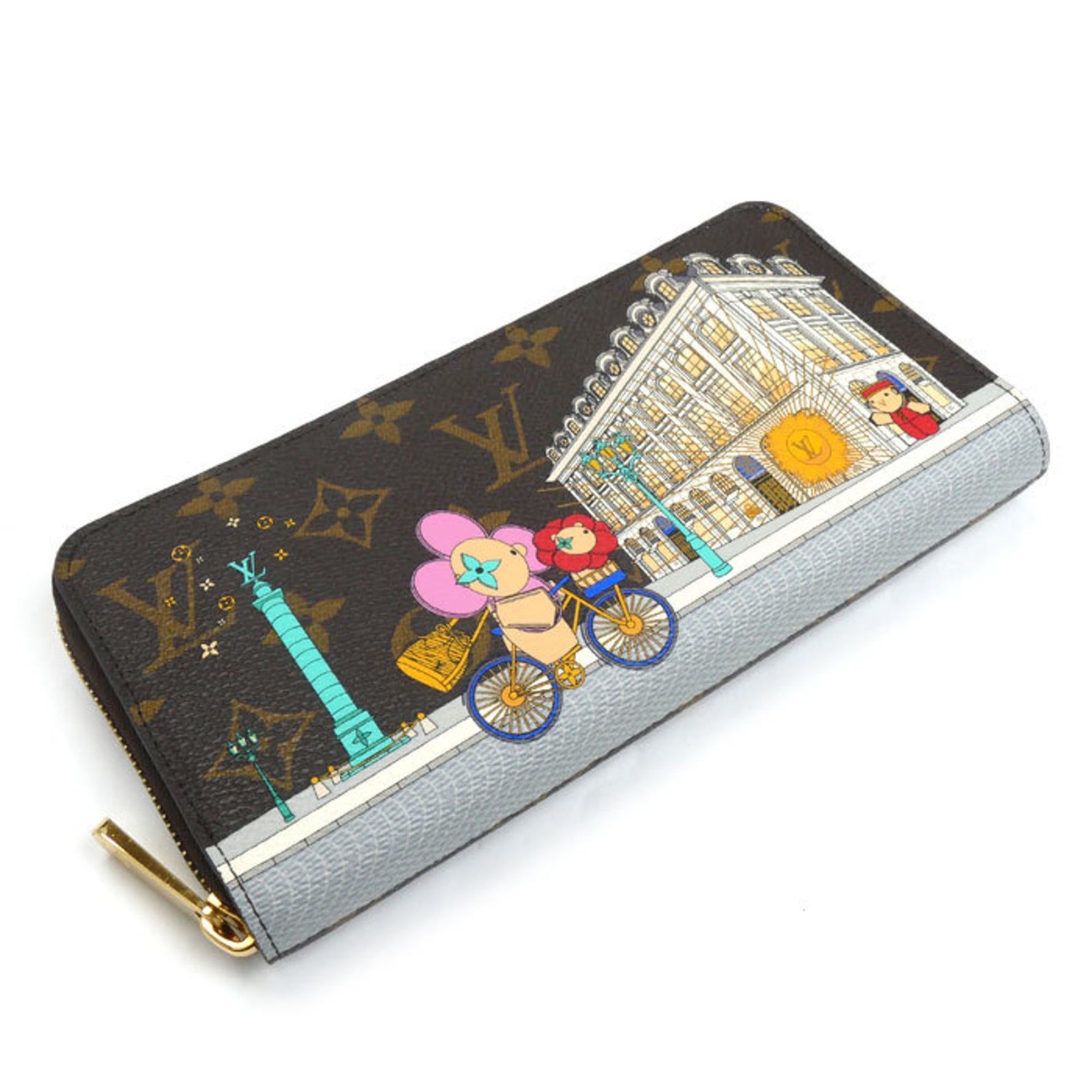 LOUIS VUITTON Louis Vuitton Vivienne Zippy Wallet, Round, Monogram, Brown and Pink, M81544 IC, Women's