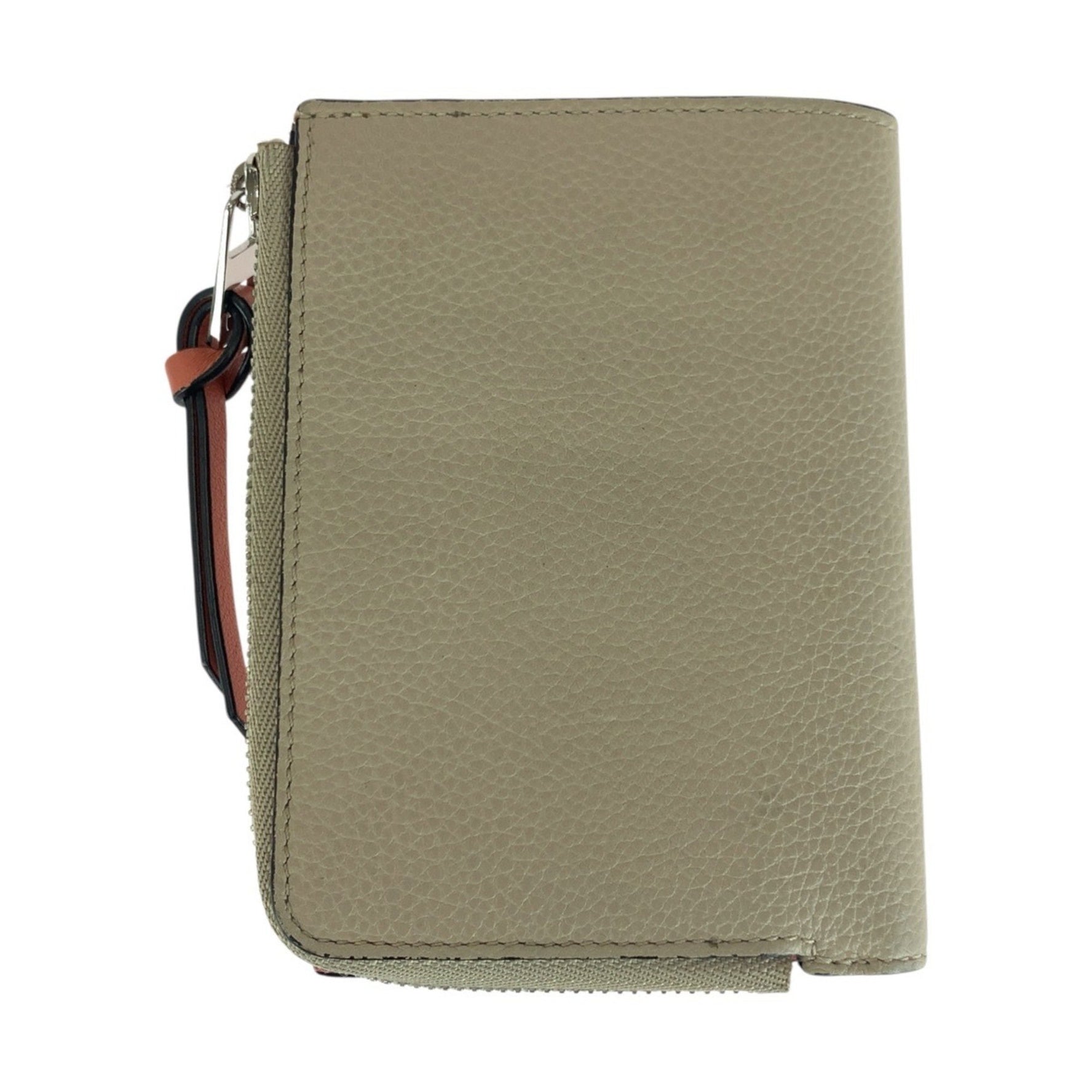 LOEWE Anagram Beige Brown Silver Hardware Leather Compact Wallet