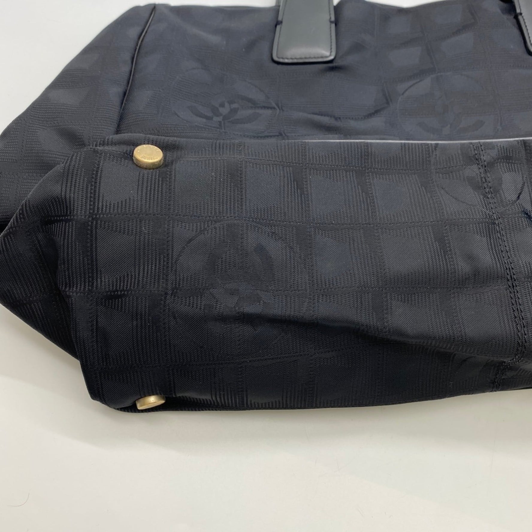 CHANEL New Travel Line MM Nylon Canvas Handbag Tote Bag in