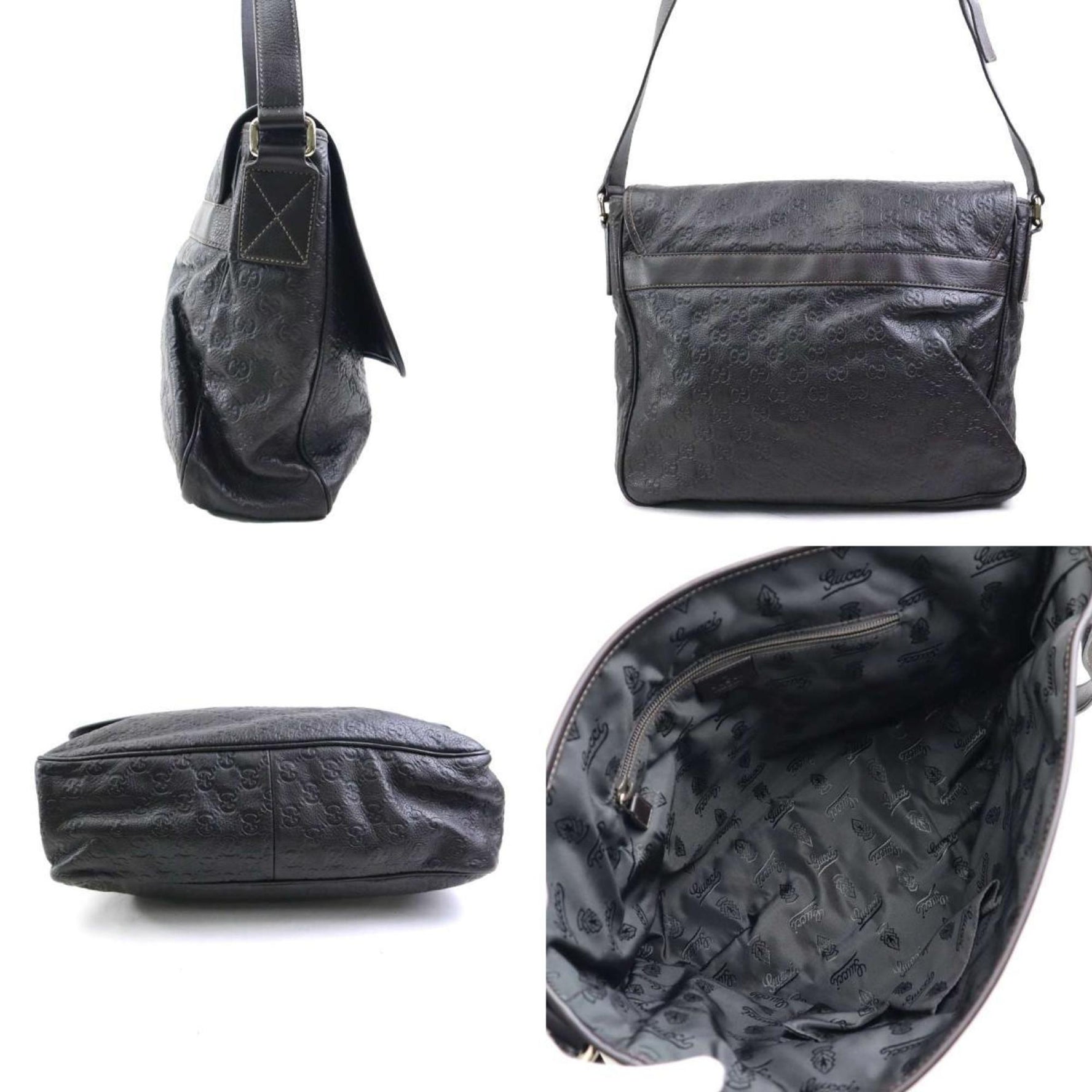 Gucci Shoulder Bag Guccissima Leather Dark Brown