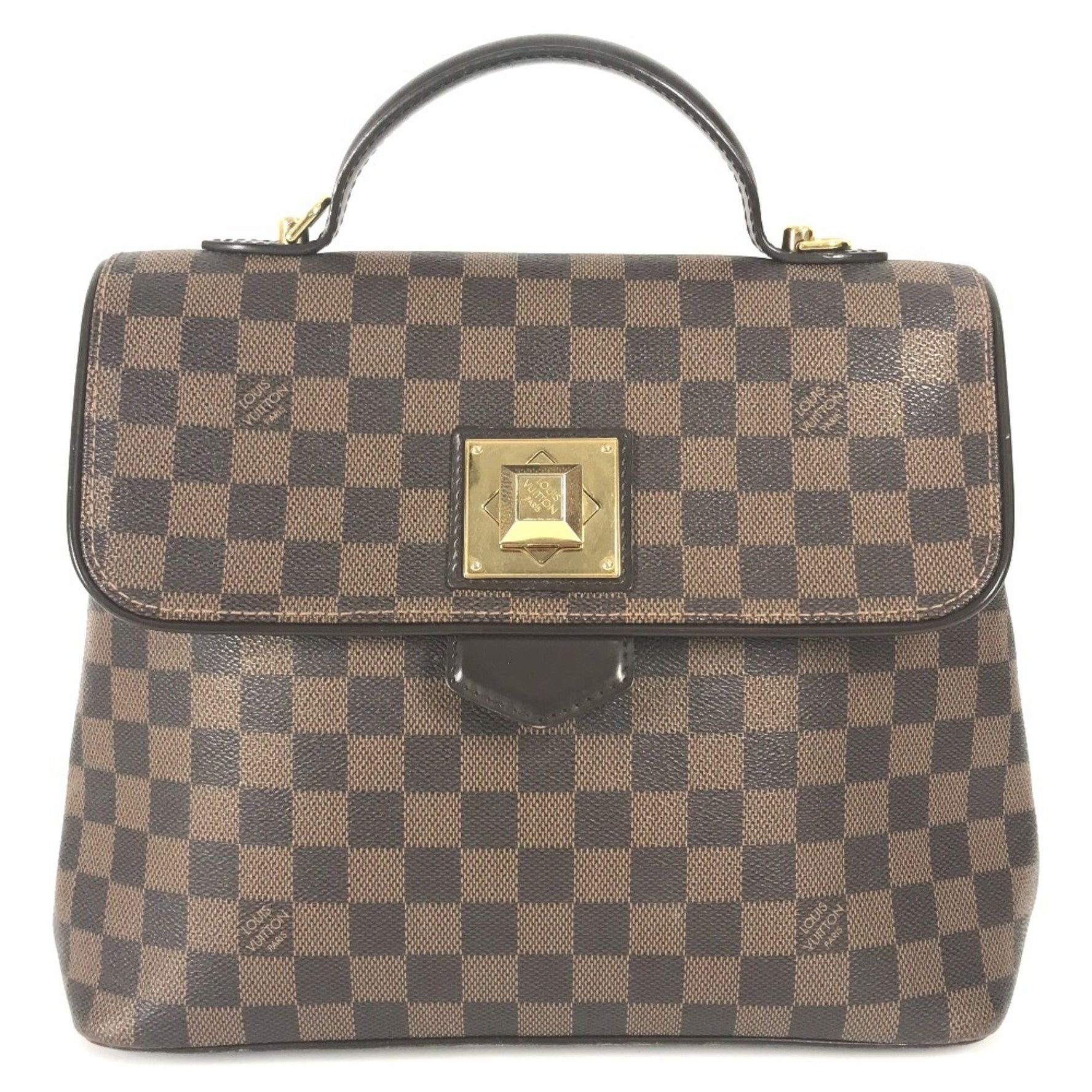 Louis Vuitton Damier Bergamo MM Shoulder Bag Handbag Canvas Ebene Brown
