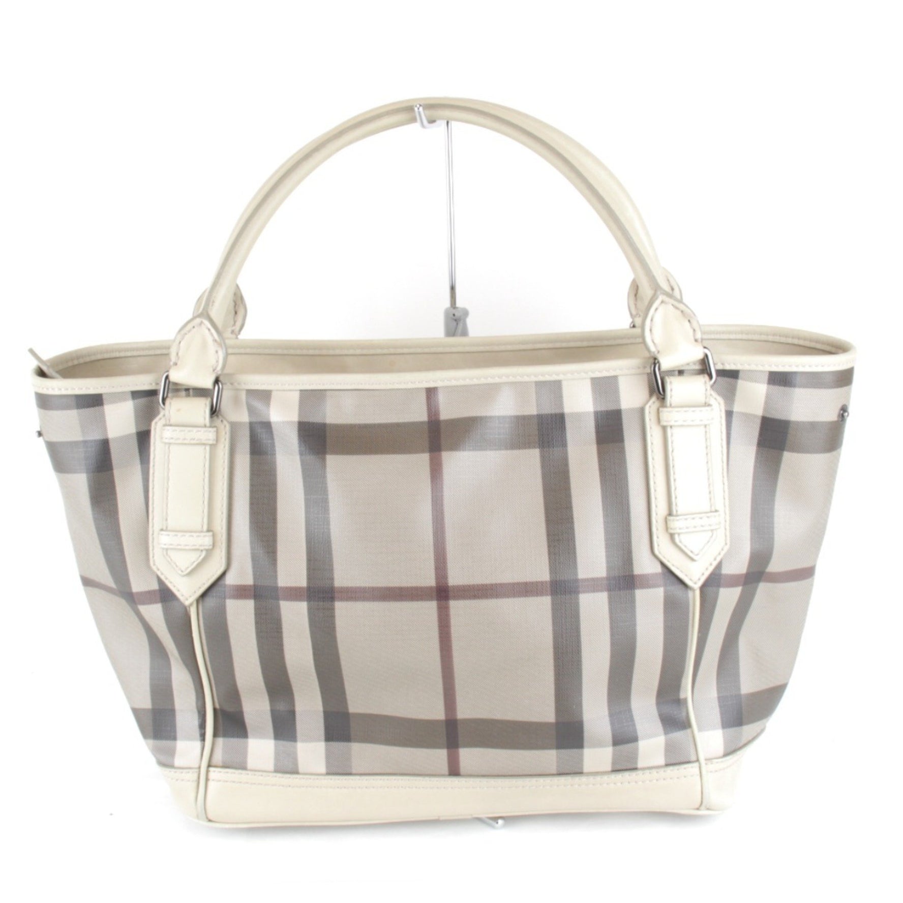 BURBERRY Handbag Beige Check Pattern Tote Bag Women's