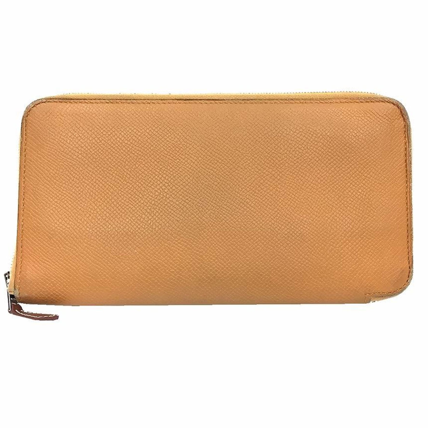 HERMES Azap Silkin Wallet Long Round Della Cavalleria Brown Hermes