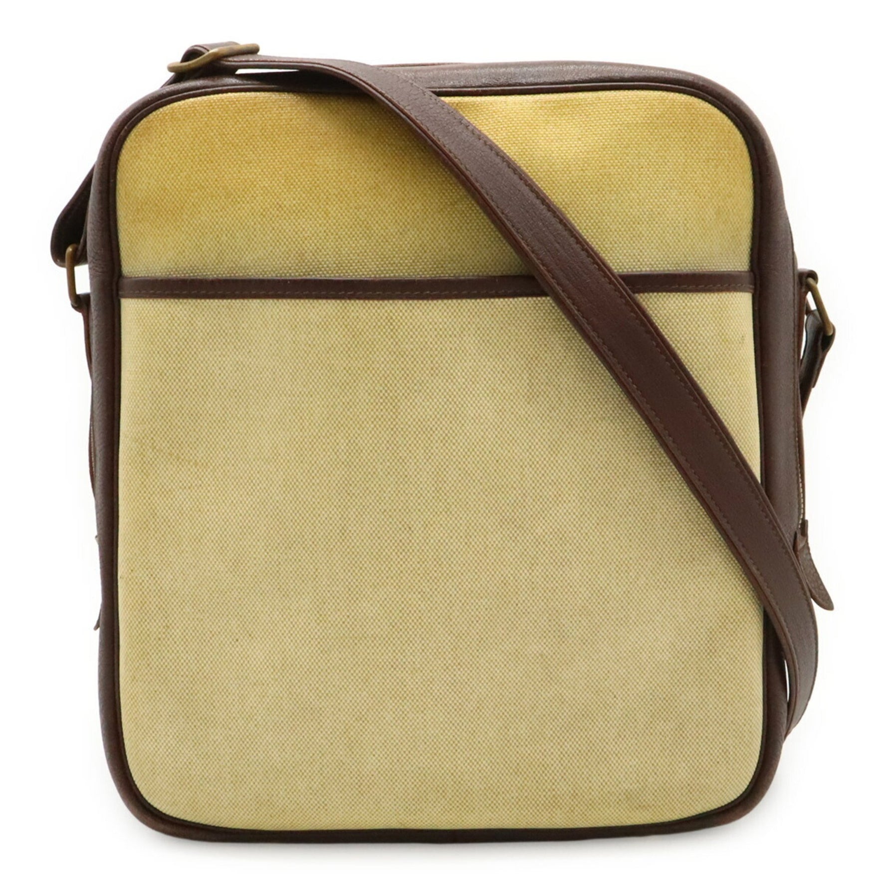 HERMES Victoria Shoulder Bag in Taurillon Clemence Leather, Beige and Dark Brown