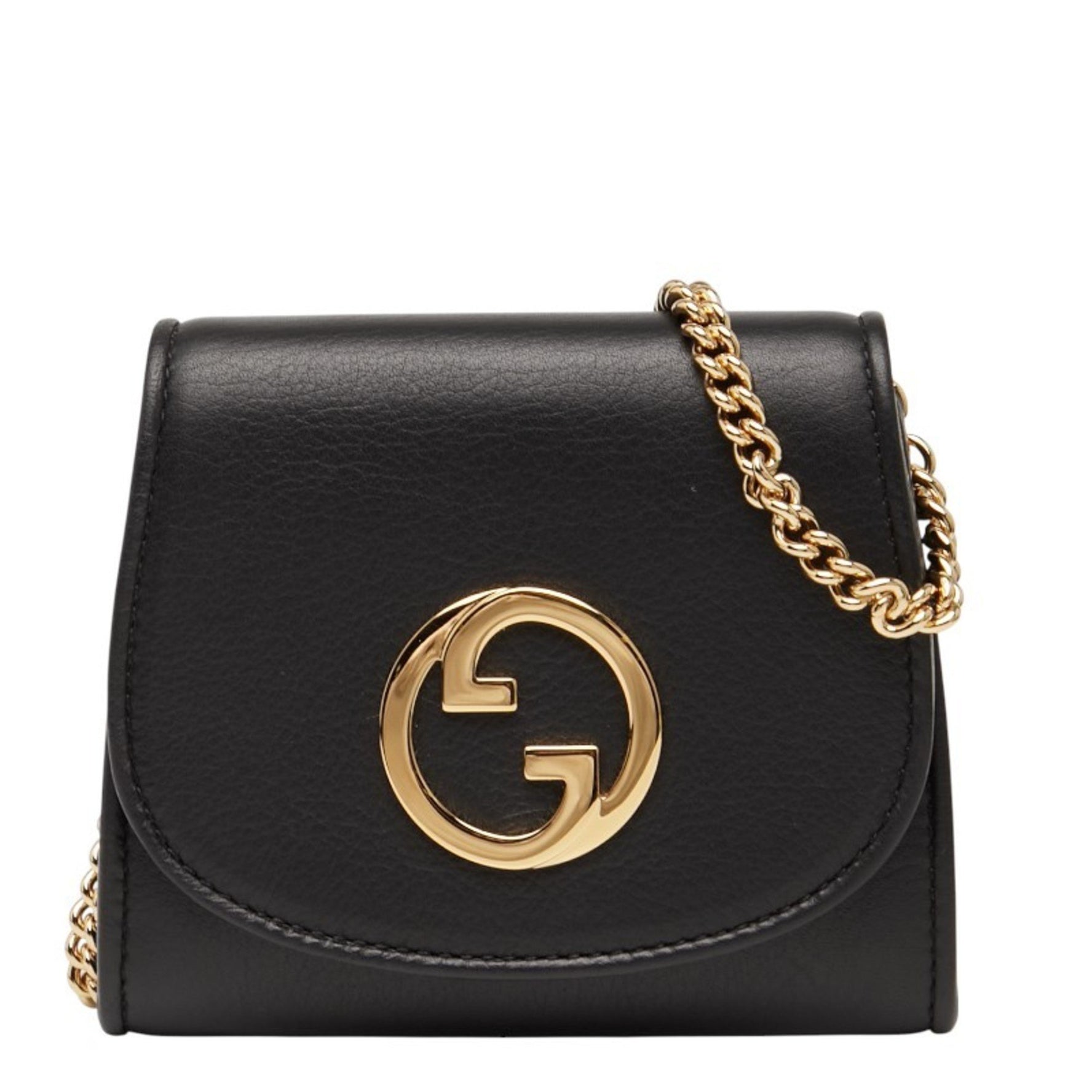 Gucci Interlocking G Blondie Medium Chain Wallet Shoulder Bag Leather