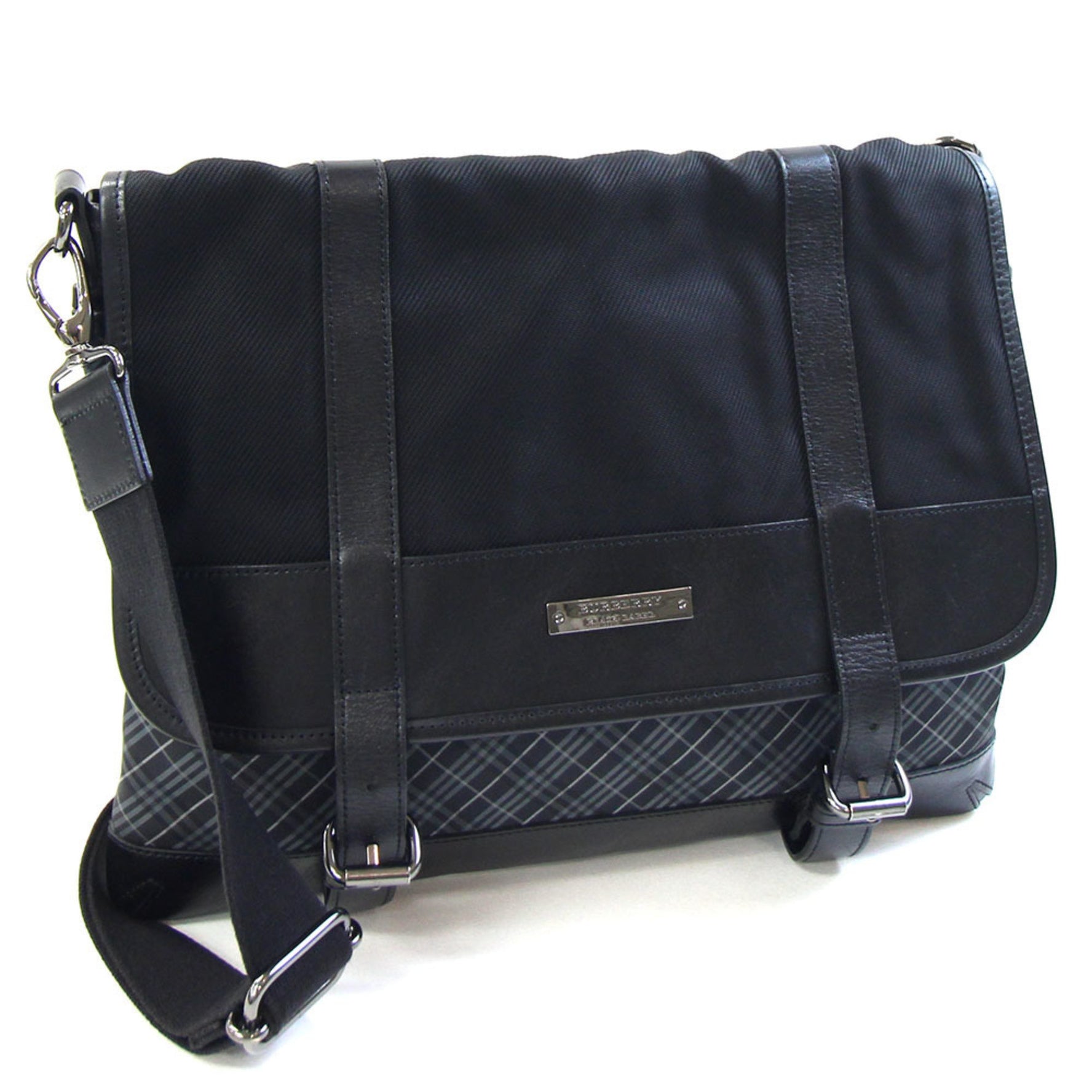 Burberry Black Label Shoulder Bag in and Gray with Nylon Canvas Leather Crossbody Check Design .