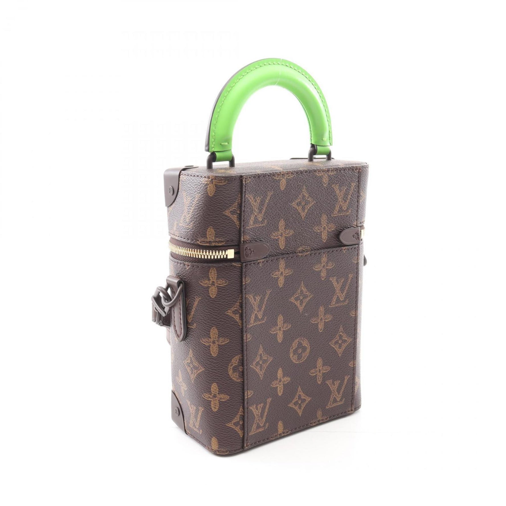 Louis Vuitton Vertical Box Trunk Handbag, Coated Canvas and Leather, Monogram, Brown Green