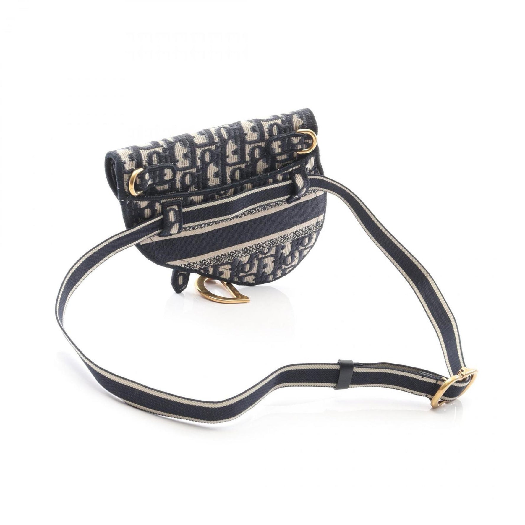 Christian Dior Dior Saddle Bag, Waist Canvas, Beige/Navy