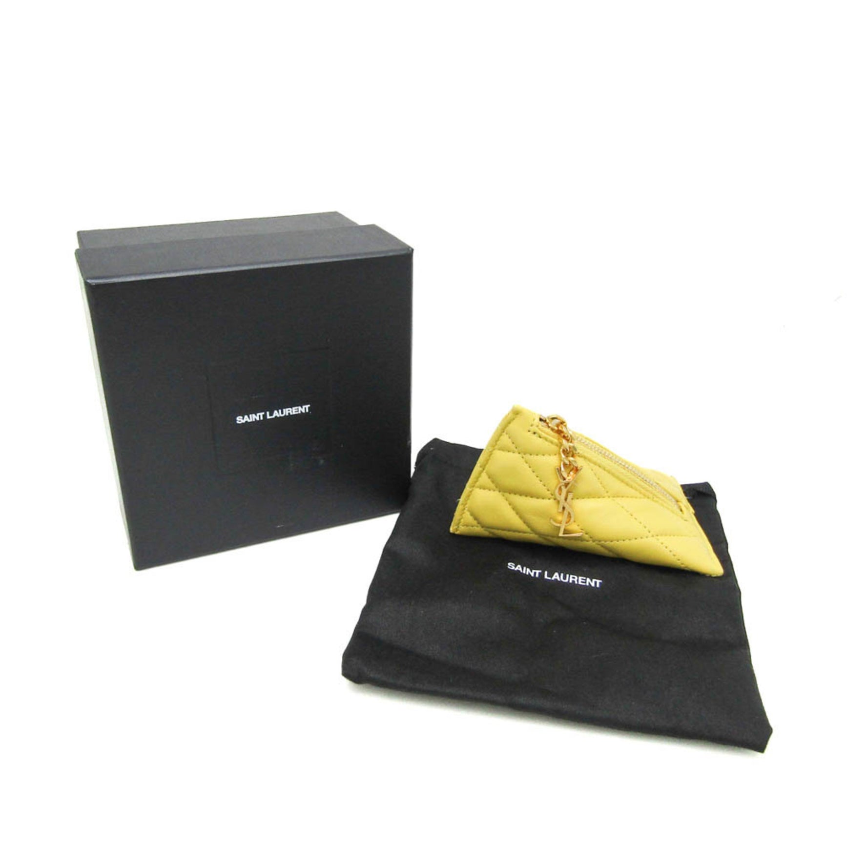 Saint Laurent Quilting Women's Leather Coin Purse/coin Case Yellow