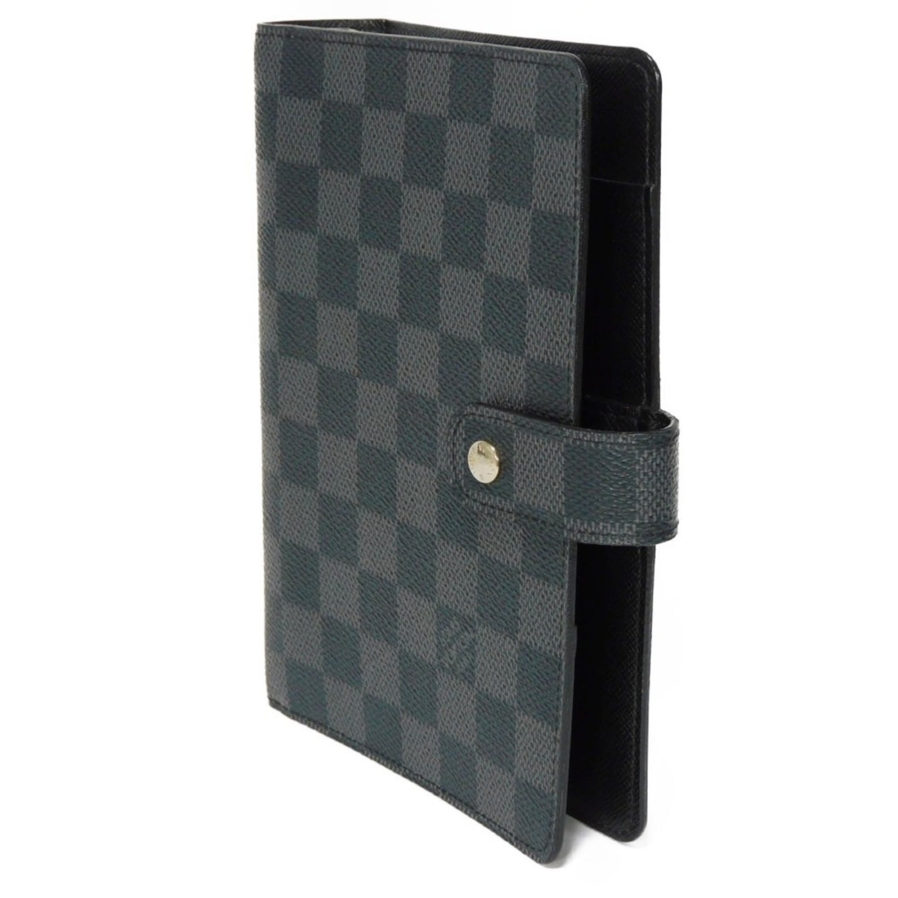 Louis Vuitton Notebook Cover Agenda MM Logo Black Gray 6 Hole Diary Damier Graphite Men's