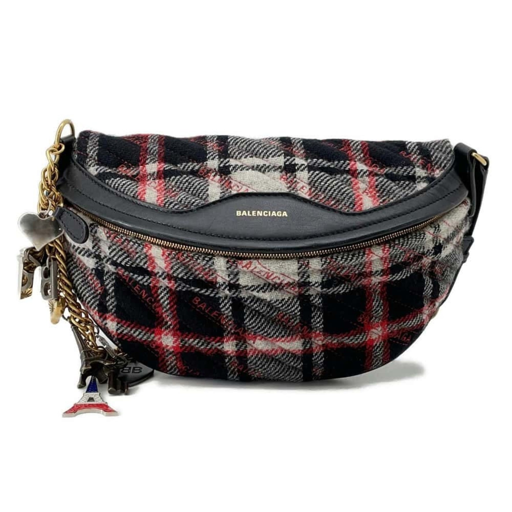 Balenciaga Body Bag Paris Charm Wool Leather BALENCIAGA Black