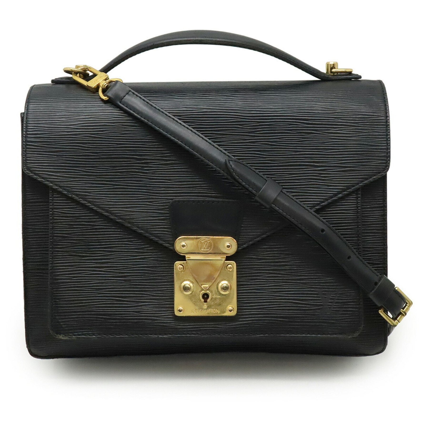 LOUIS VUITTON Epi Monceau Second Bag Handbag Shoulder Noir Black Key Missing M52122