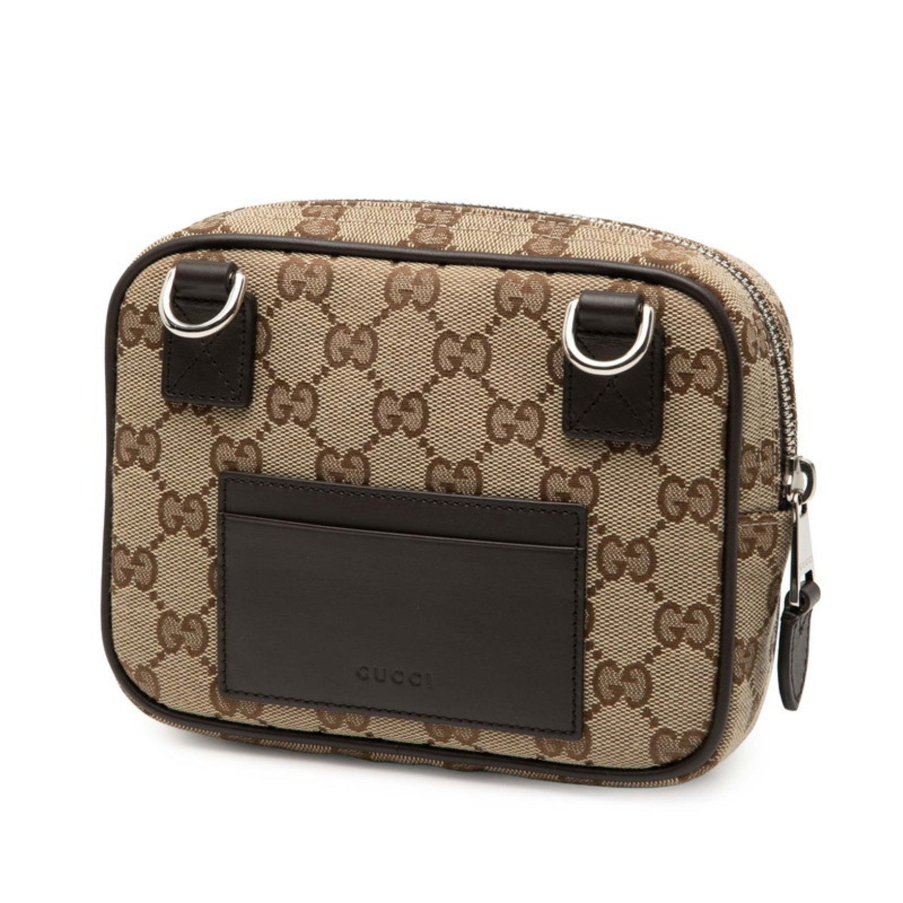 Gucci GG Canvas Crossbody Shoulder Bag Beige Brown Leather
