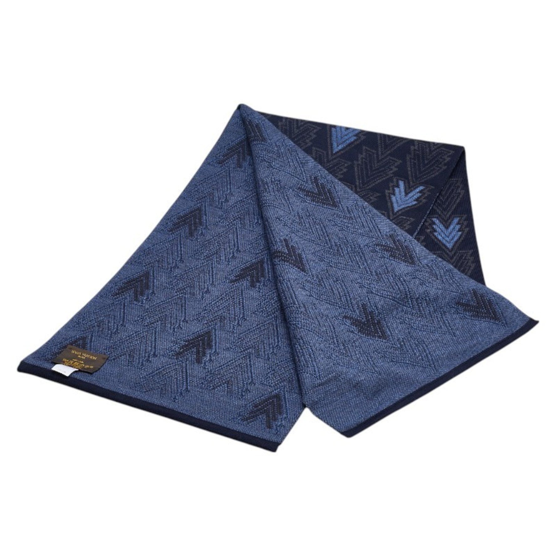 Louis Vuitton Echarpe Triple V Scarf Navy Blue Wool LOUIS VUITTON