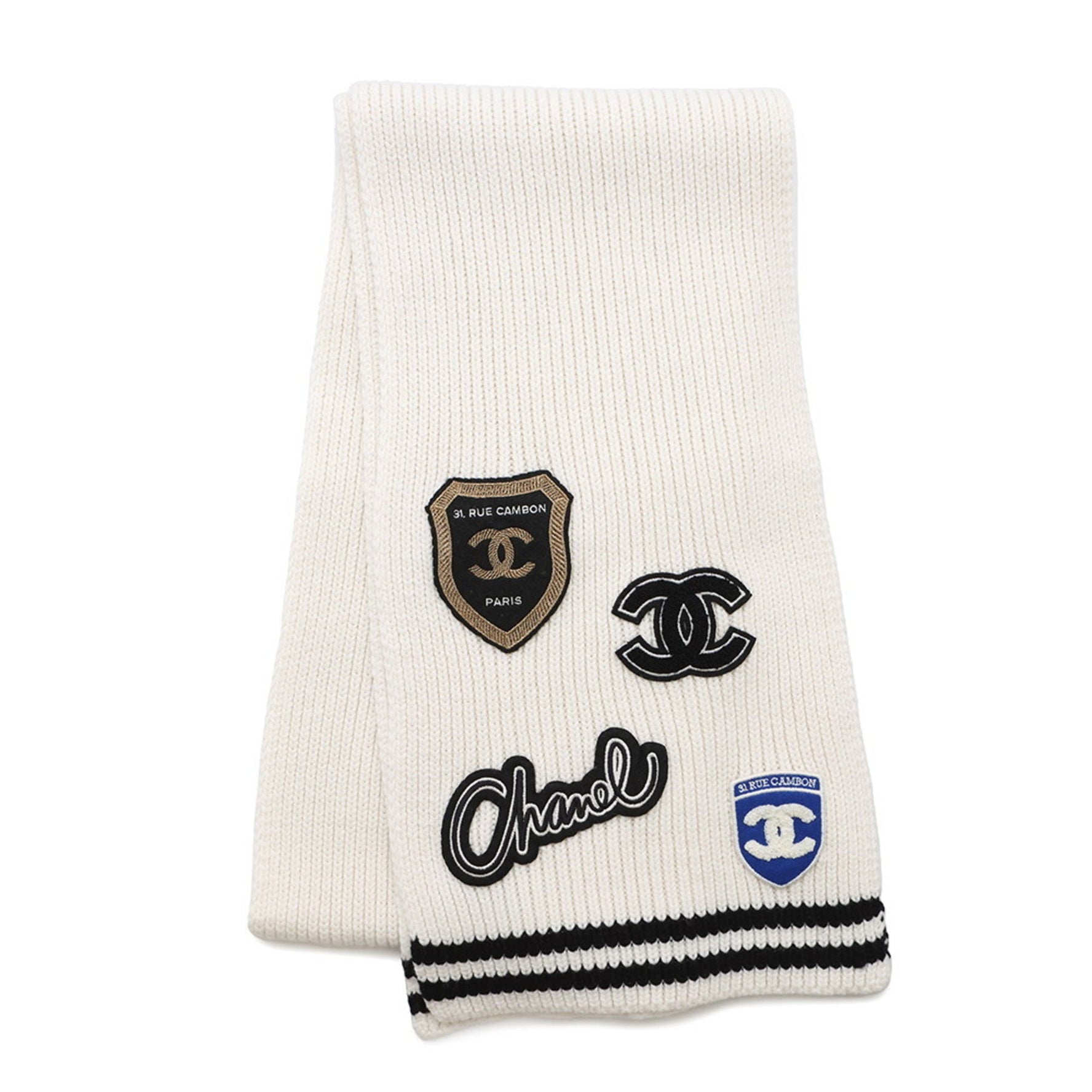 Chanel scarf with Coco mark patch cashmere