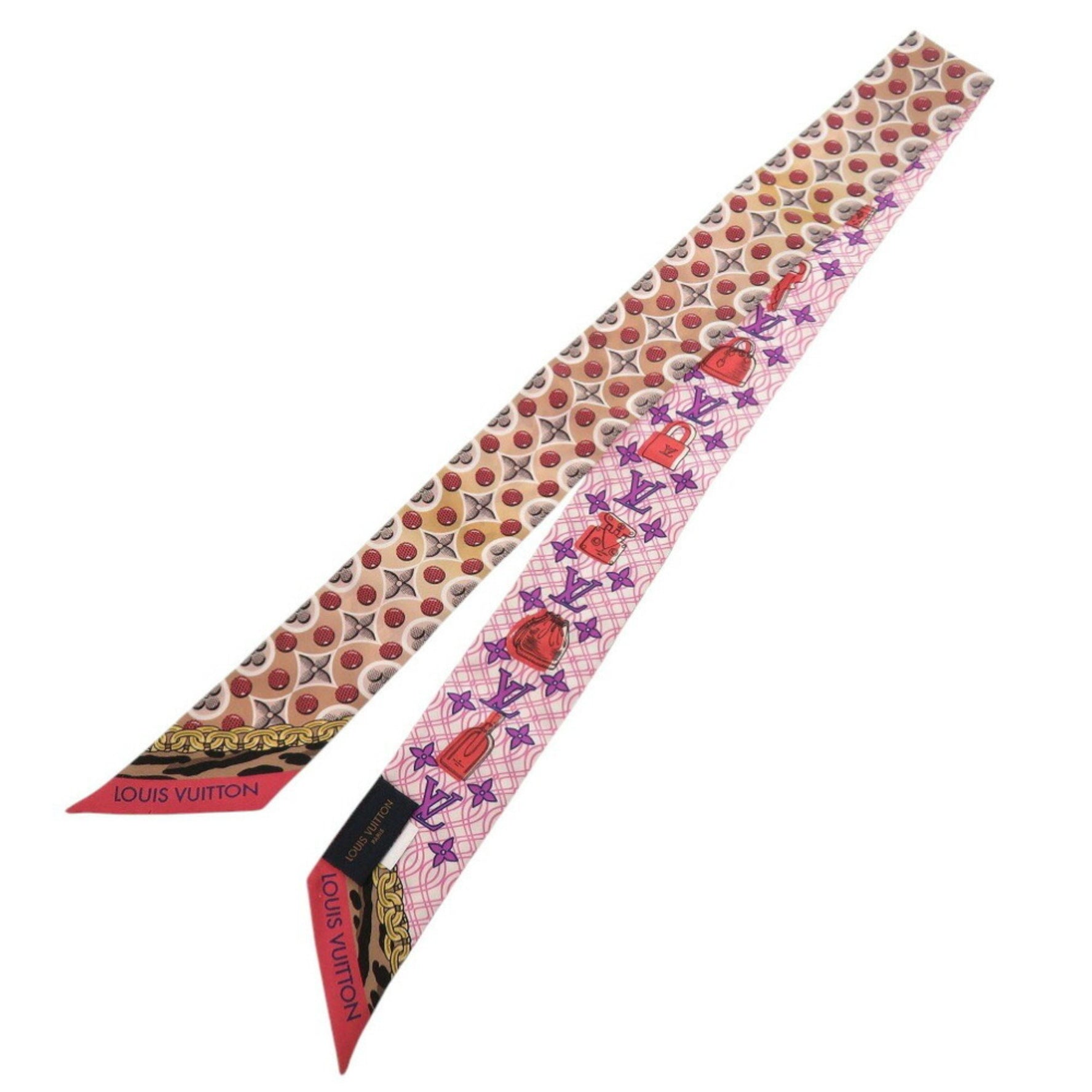 Louis Vuitton Bandeau BB Bubble Gram M76109 Silk Red Multicolor Scarf Muffler LV 1417LOUIS VUITTON