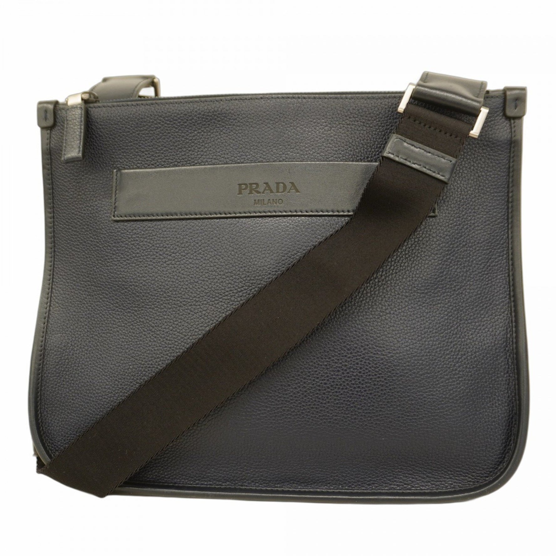 Prada Shoulder Bag Leather Navy Black