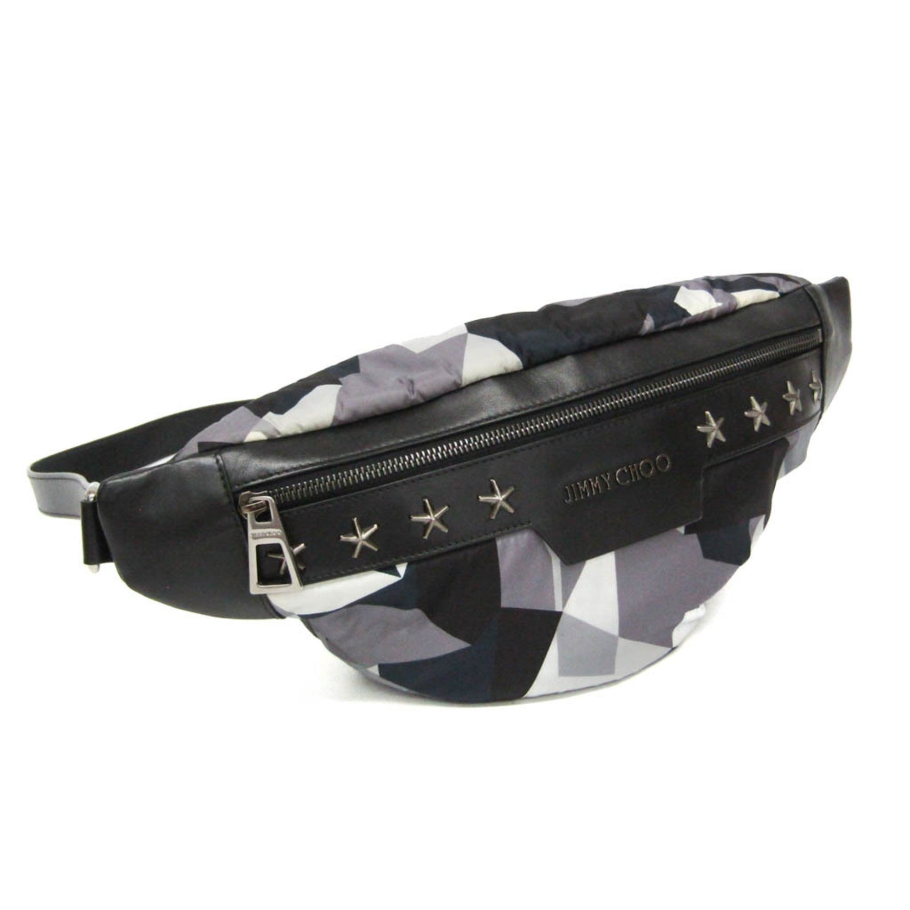 Jimmy Choo DERRY CNX Star Studs Men,Women Leather,Nylon Studded Fanny Pack,Sling Bag Black,Gray