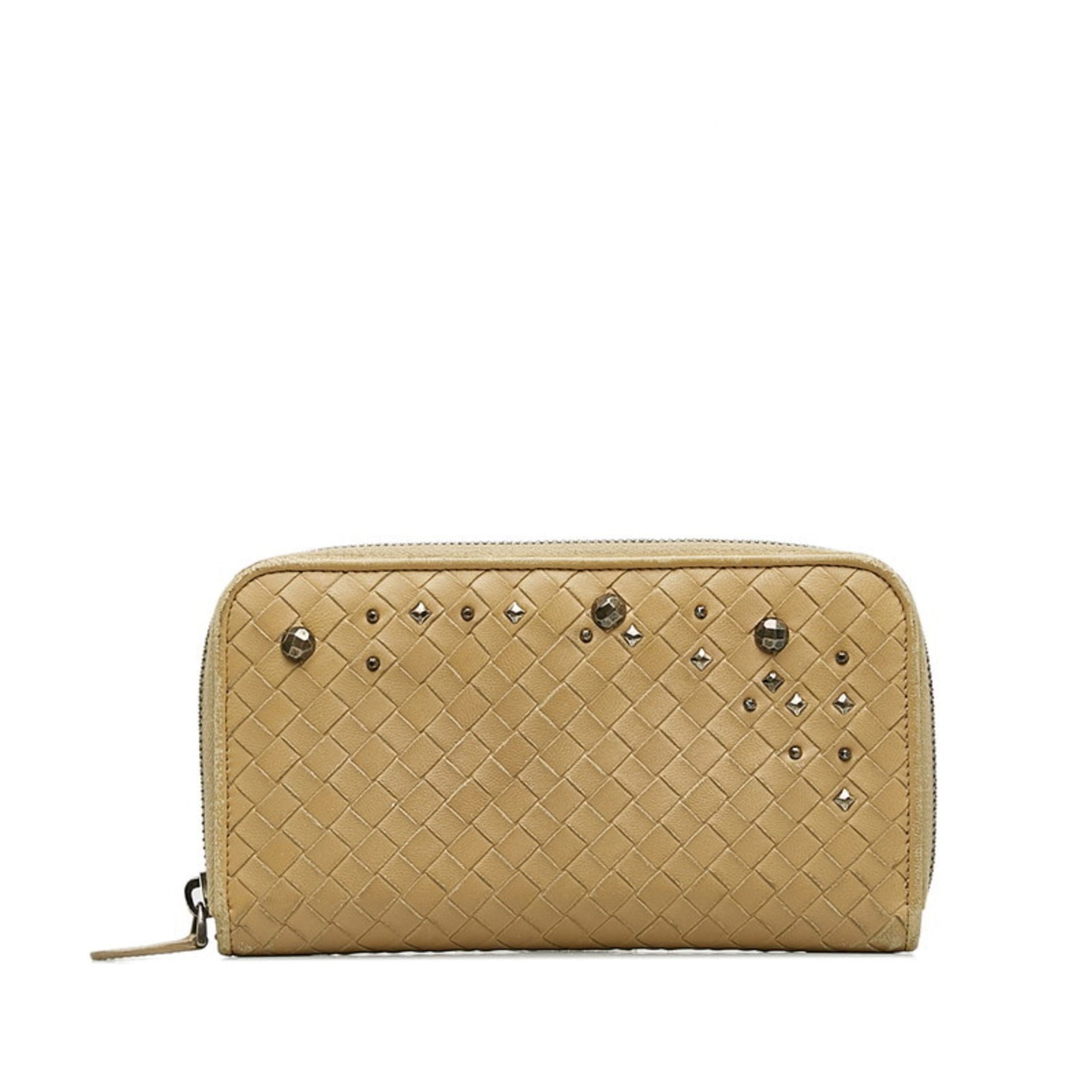 Bottega Veneta Studded Intrecciato Round Long Wallet Leather BOTTEGAVENETA