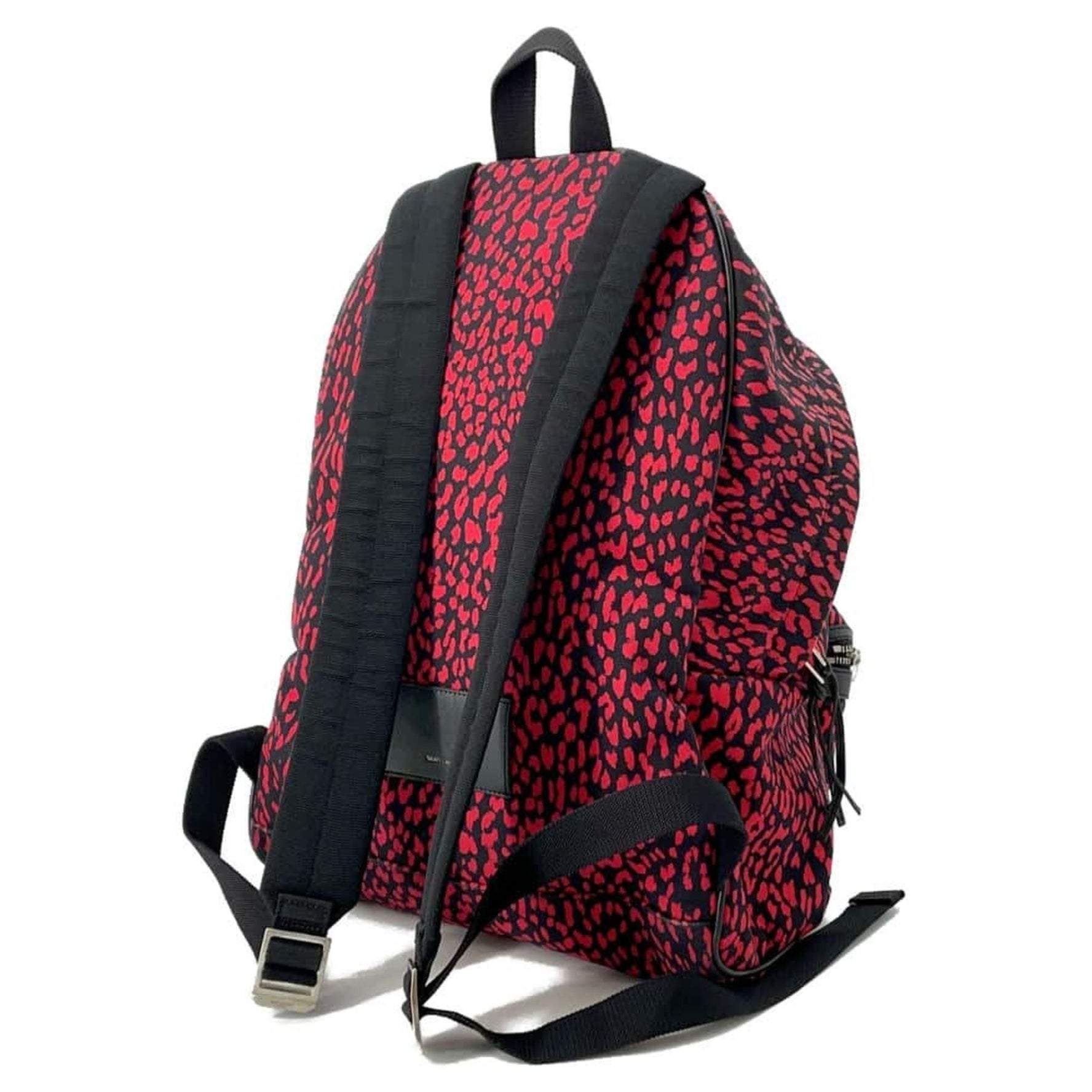 Saint Laurent Backpack Classic Hunter Baby Cat Canvas Black Leopard Print