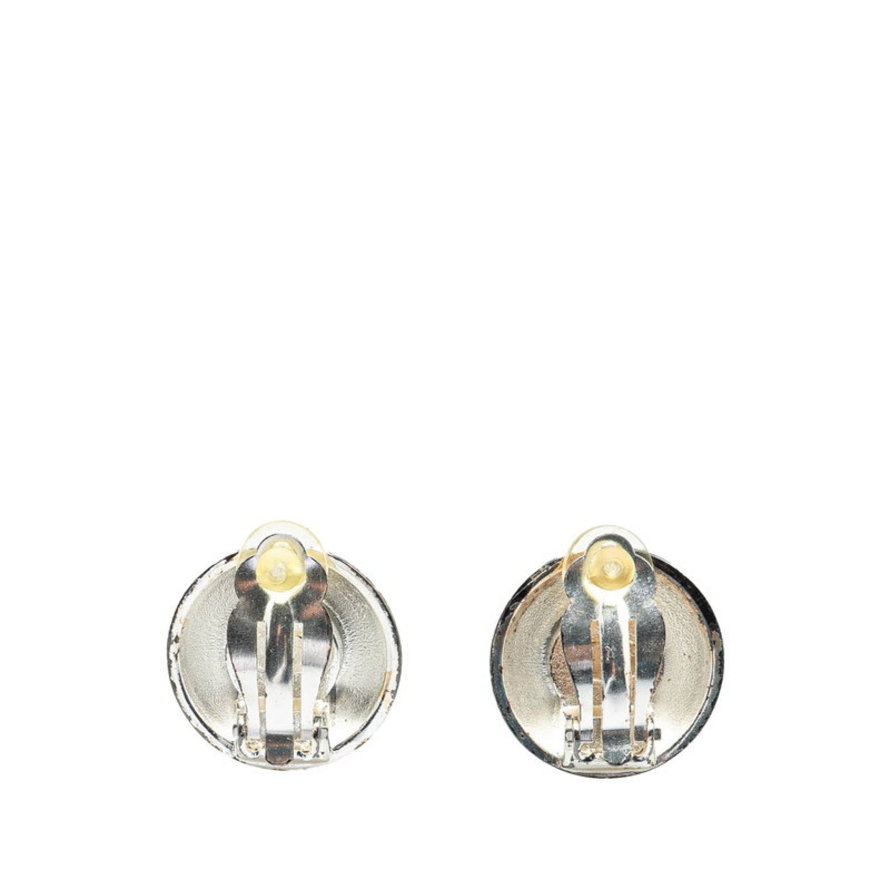 Chanel Coco Mark Earrings Silver Gold Metal Plated Women's CHANEL