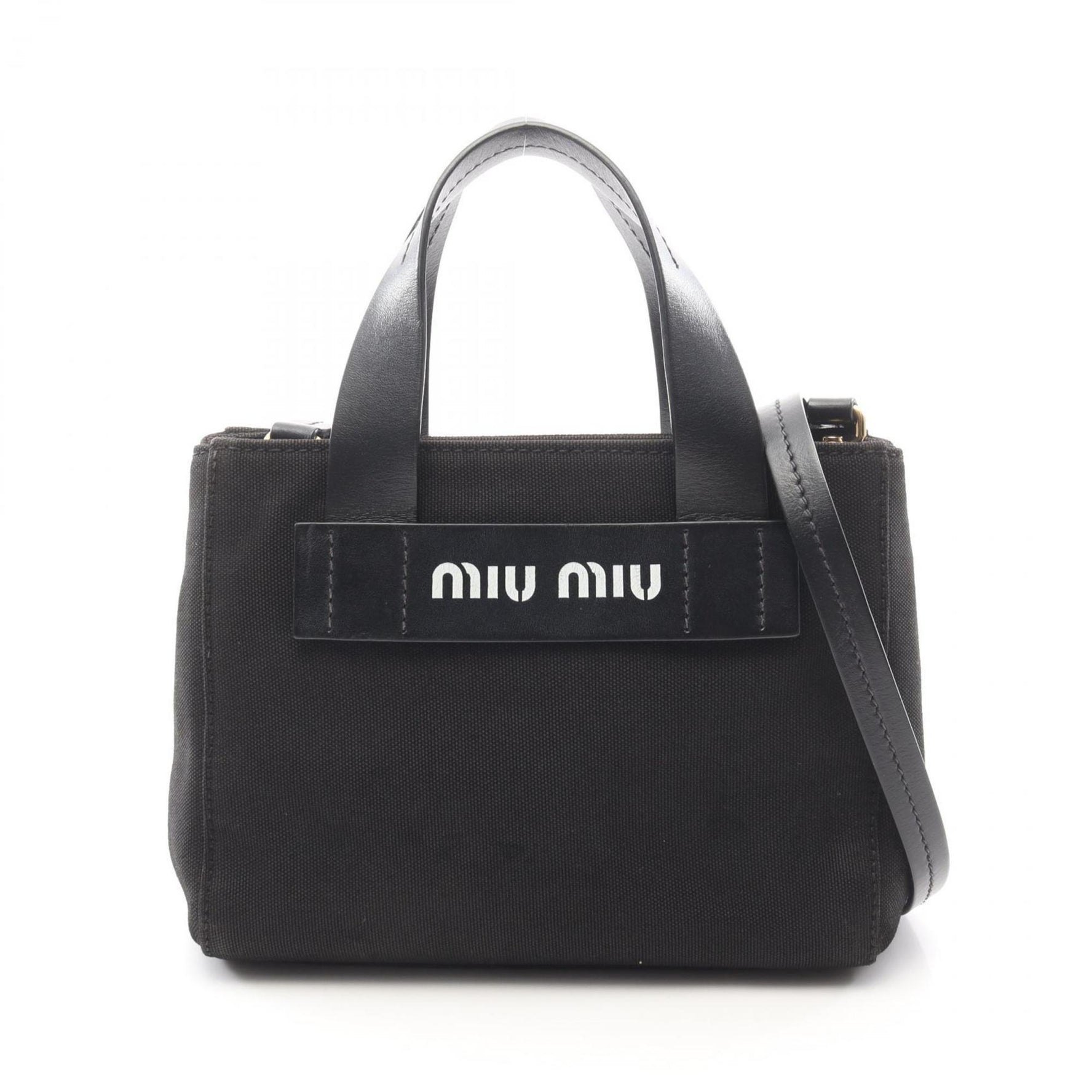 Miu Miu Miu CANAPA Tote Bag Canvas Leather