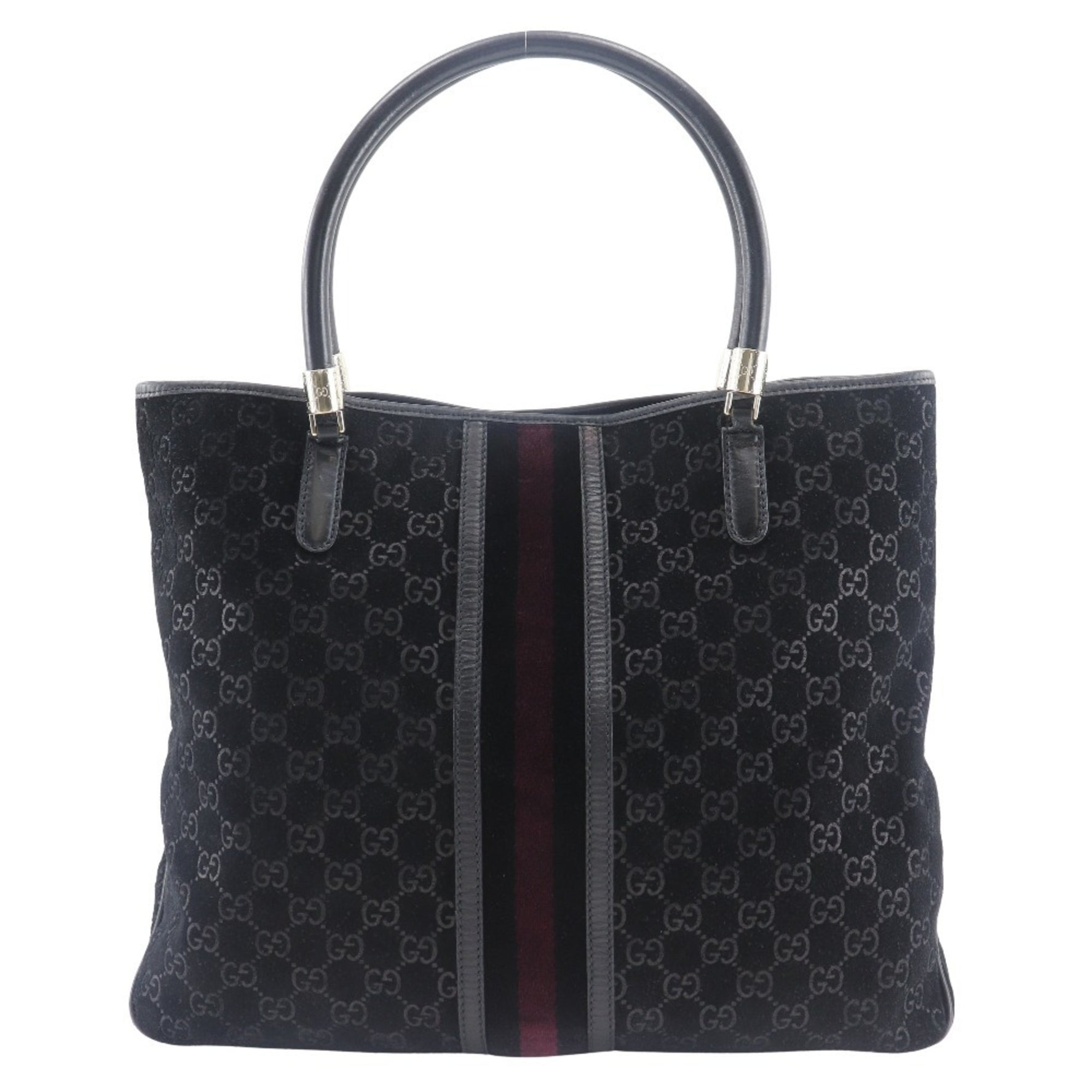 GUCCI GG Shelly Line Tote Bag Suede Black Type Unisex