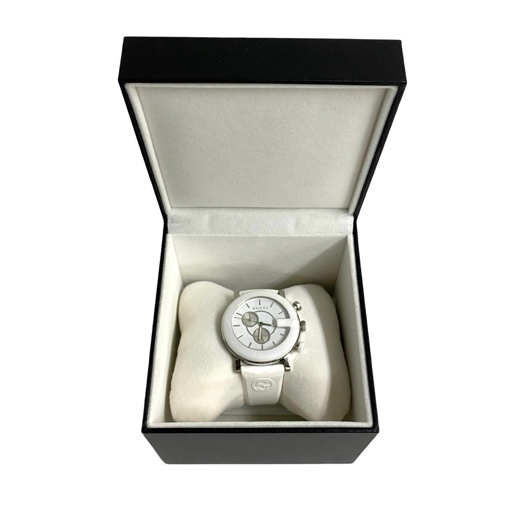 GUCCI G Chrono Quartz Stainless Steel Watch for Men, White and Silver,