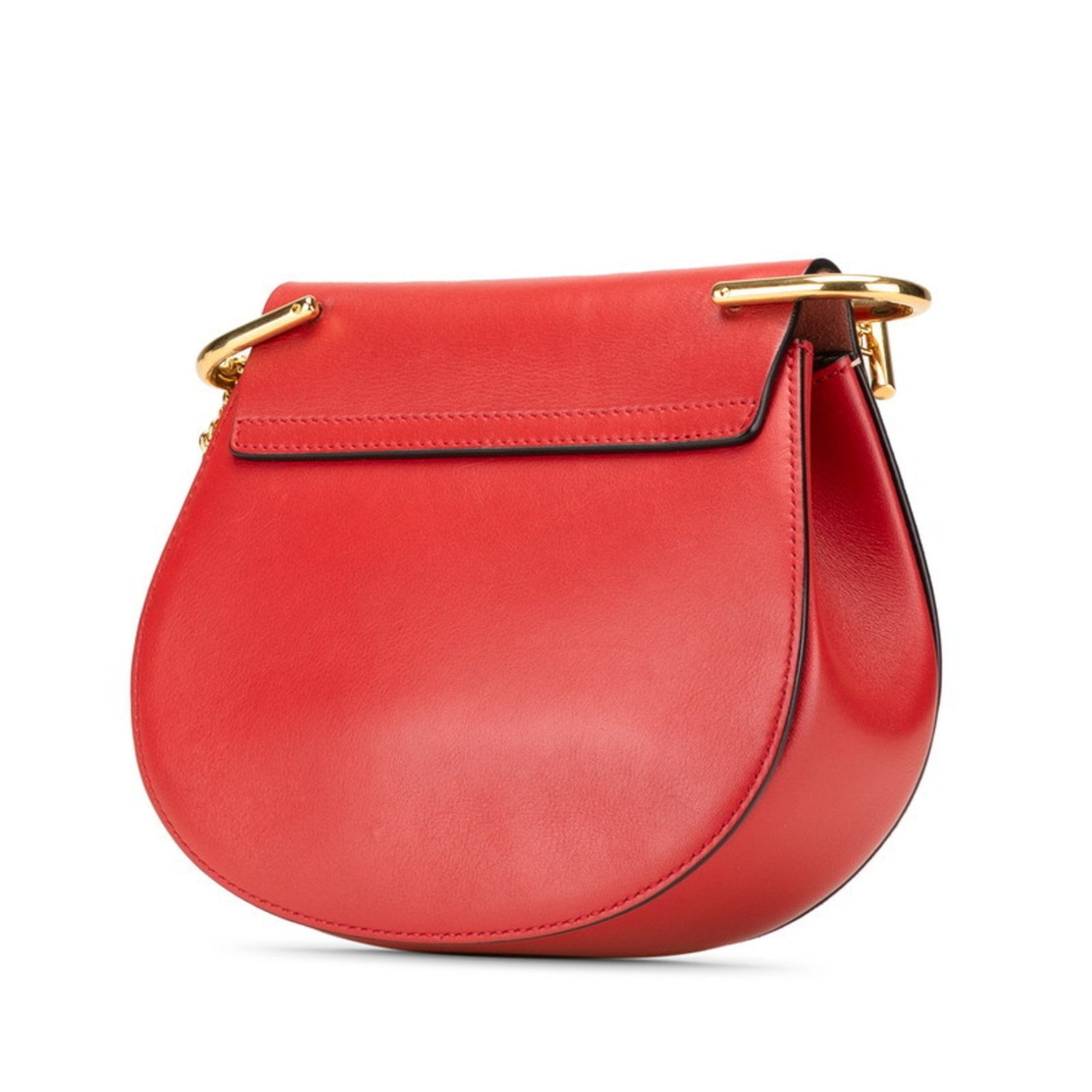 Chloé Chloe Drew shoulder bag in red and pink leather with a sweatshirt.