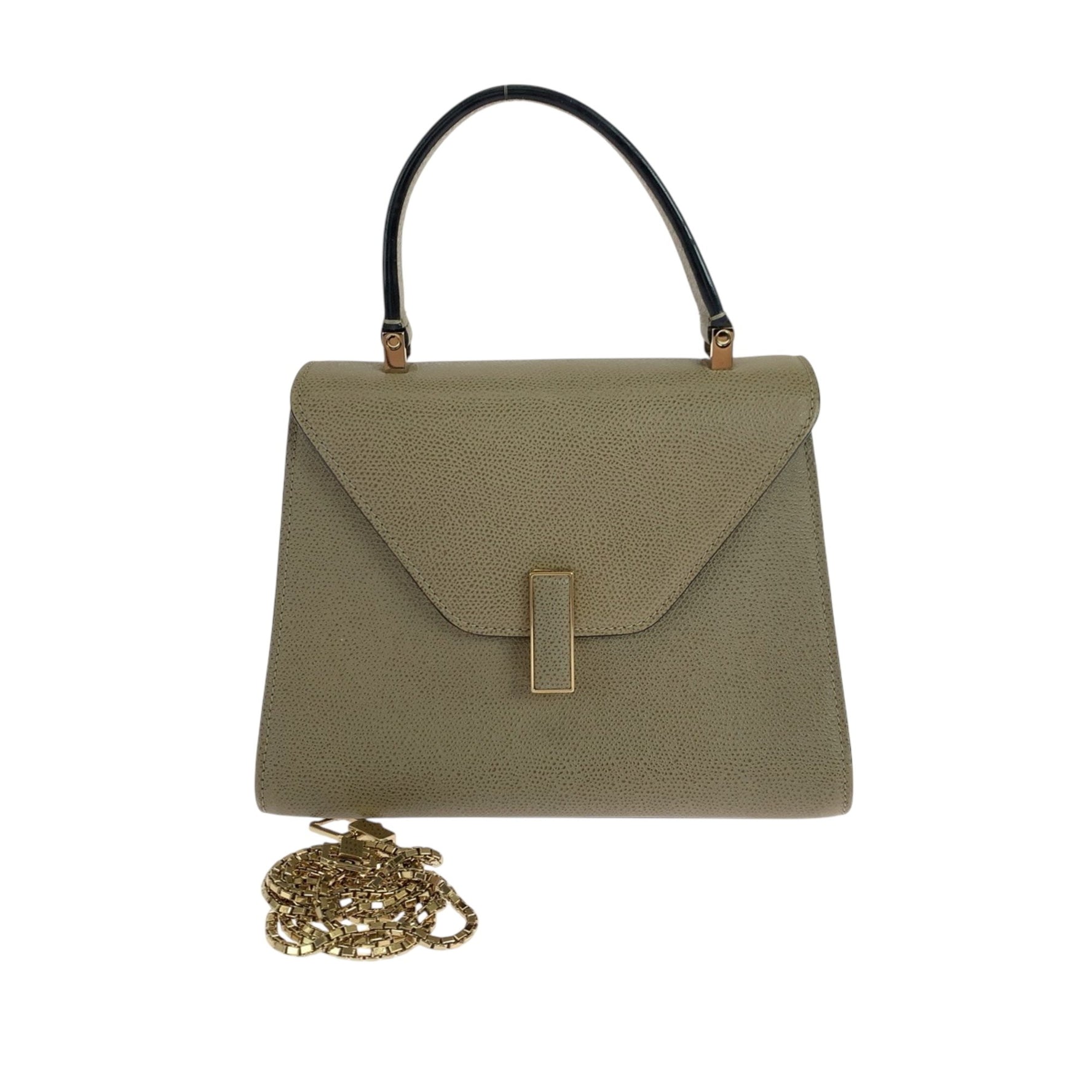 Valextra Mini Iside Oyster Grey Gold Hardware Leather WBES0036028LOC99MO Shoulder Bag Handbag 2way Women's