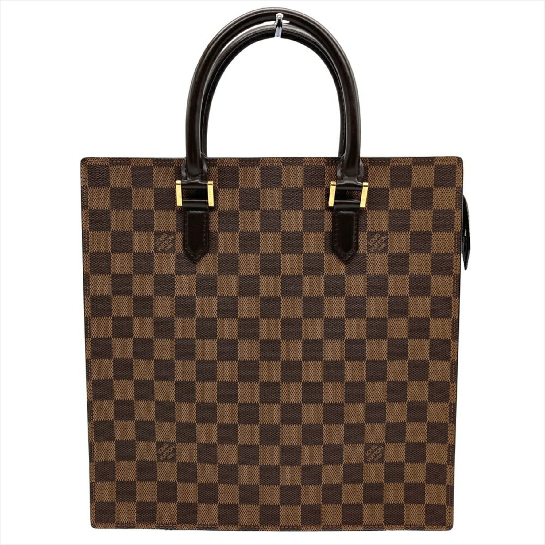 Louis Vuitton Sac Plat Handbag Damier Ebene Brown