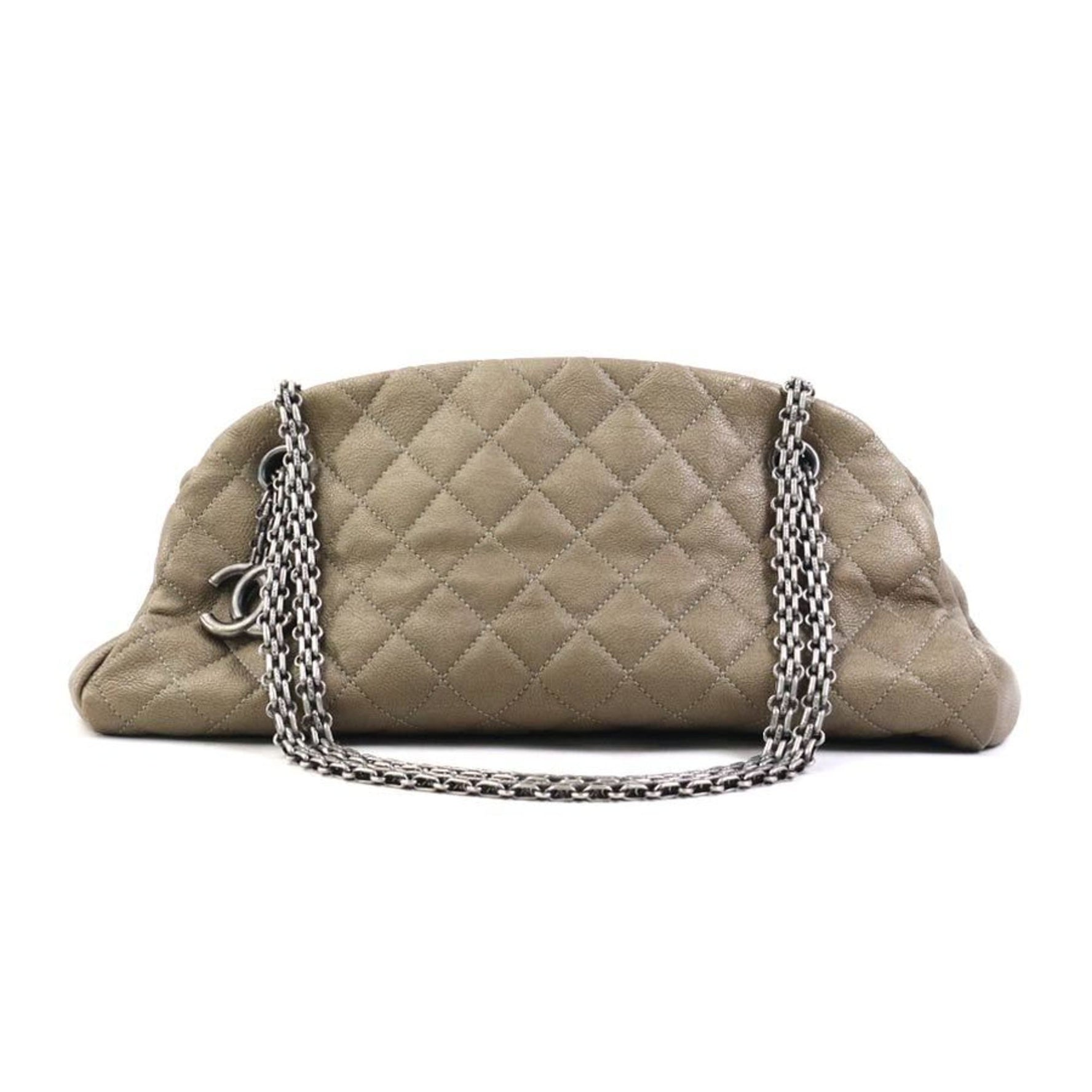 CHANEL Khaki Brown Leather Handbag