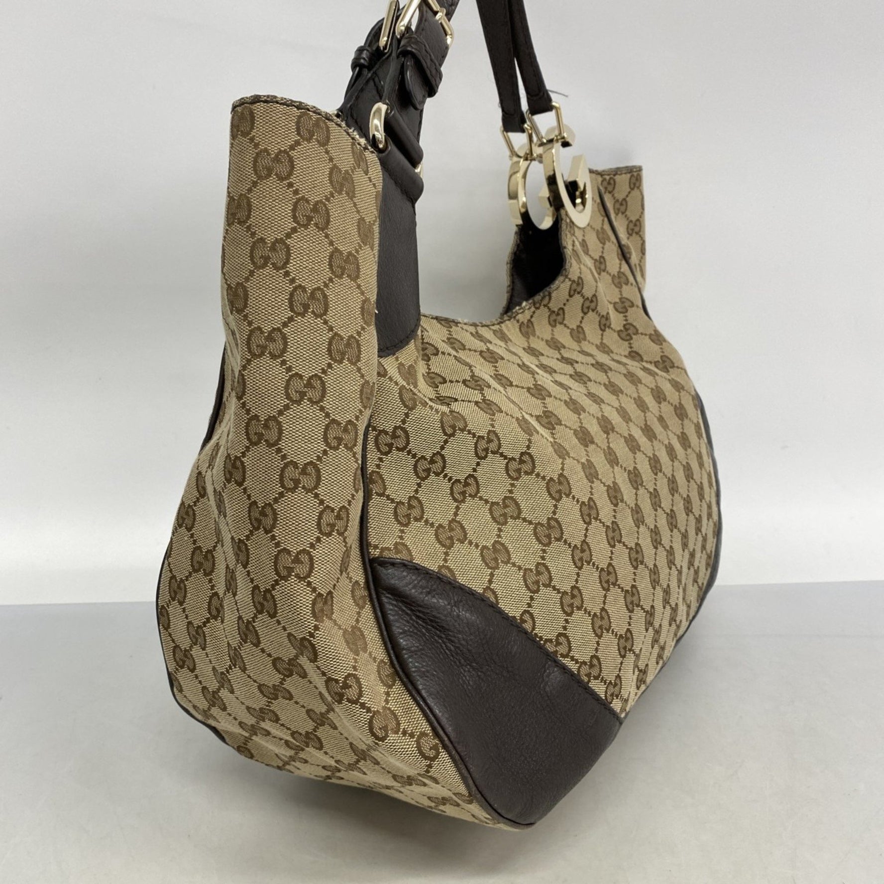 Gucci GG Canvas Handbag Brown Beige Champagne