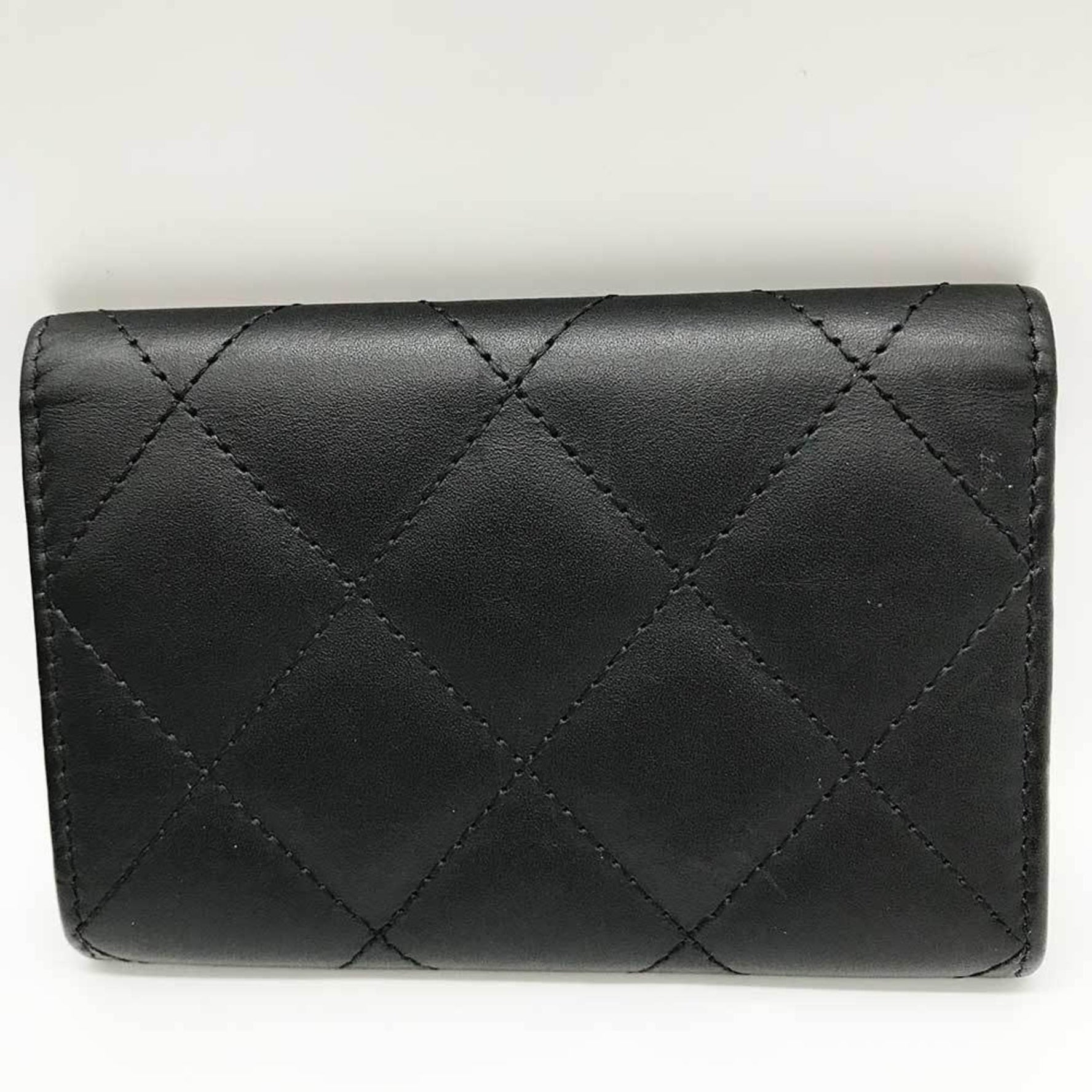 CHANEL Cambon Line Business Card Holder/Card Case Black Lambskin
