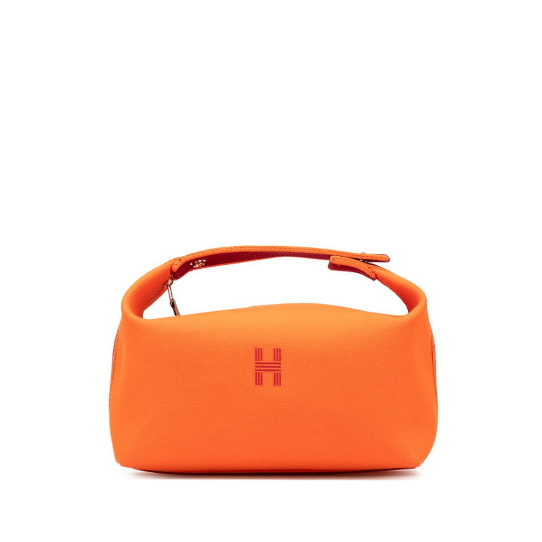 Hermes Hermès Bride A Black GM Handbag in Orange and Red Toile H