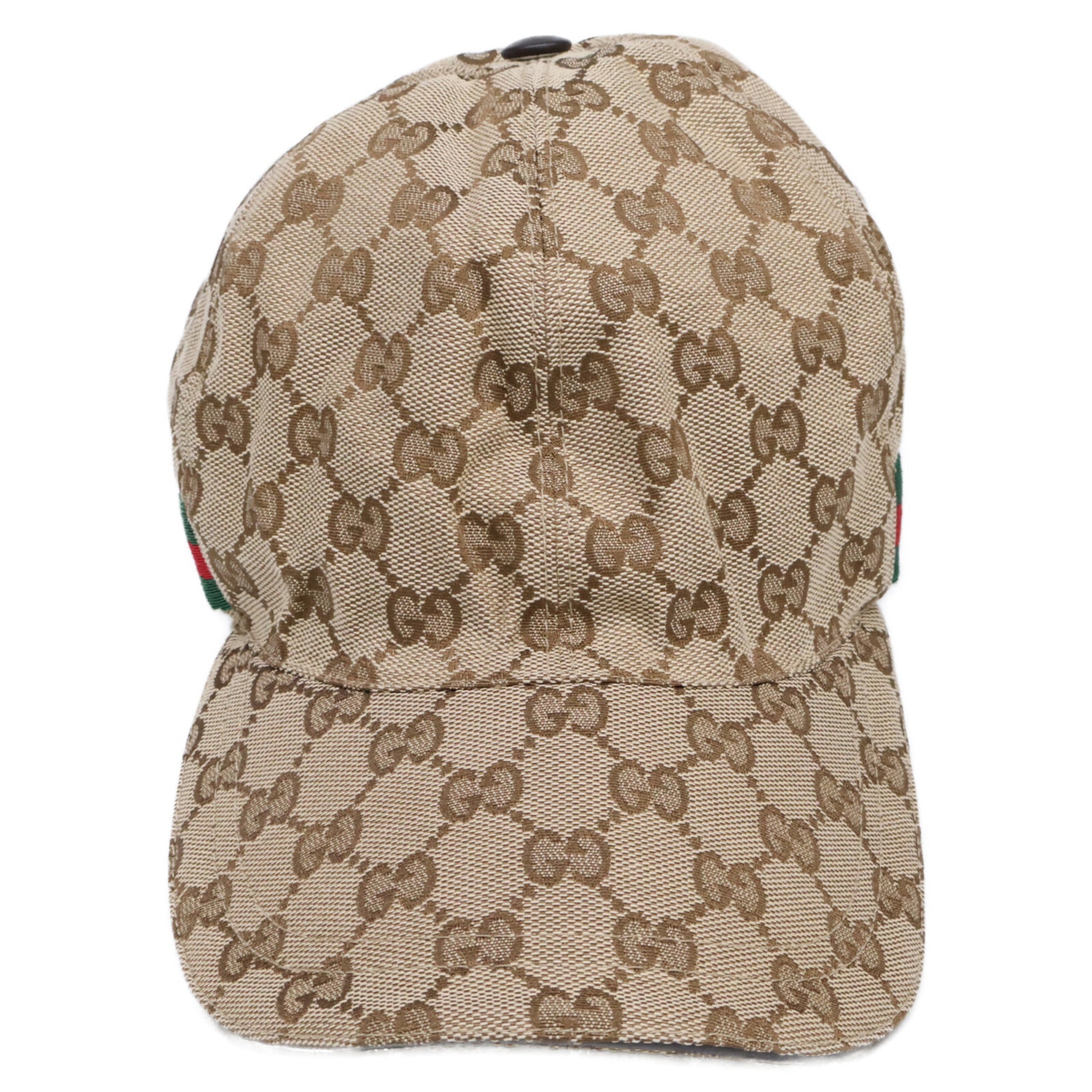 GUCCI KQWBG GG Canvas Baseball Cap with Web and Stripes, Size M Ebony