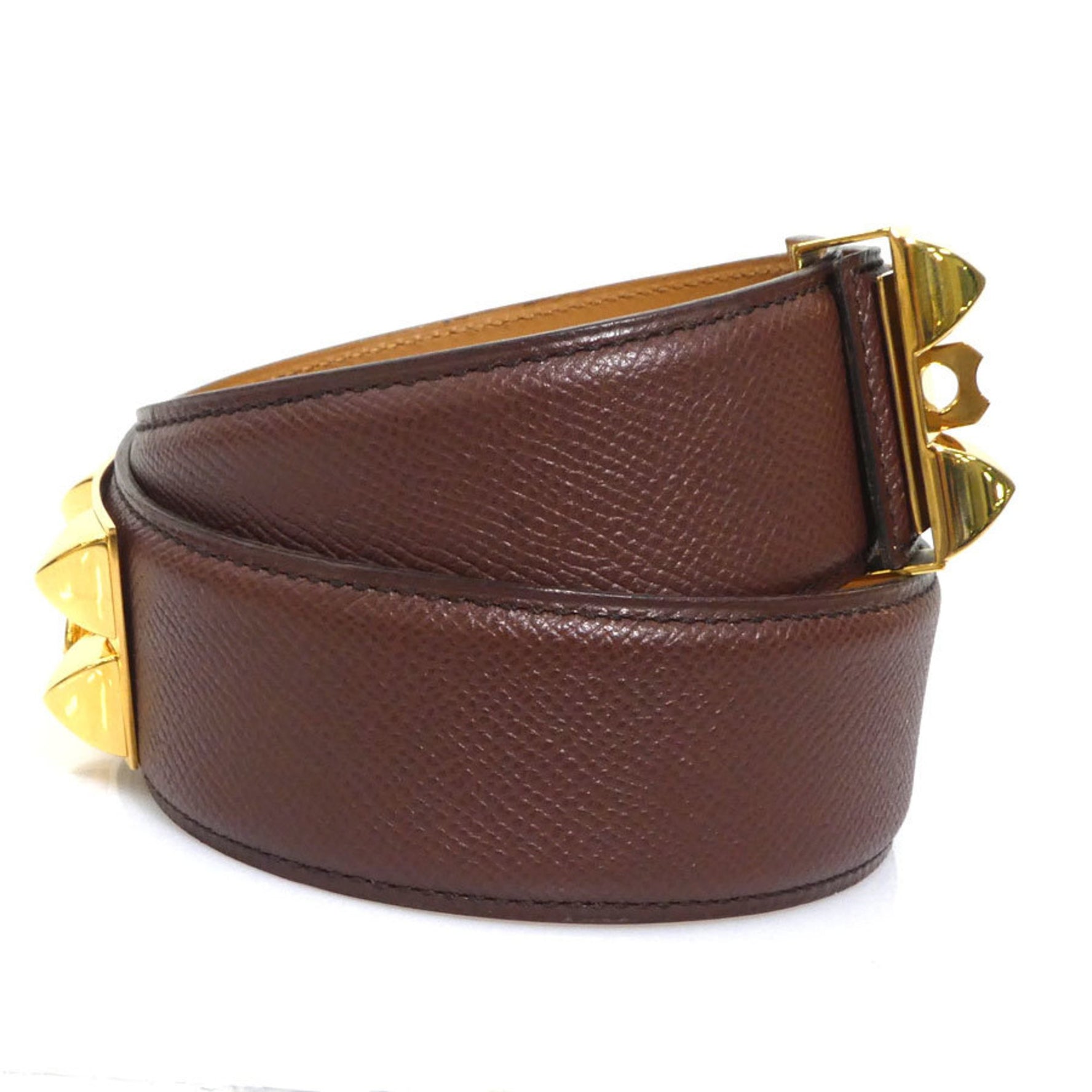 Hermes Hermès Collier de Chien Couchvel Brown Gold Women's Belt 56297a