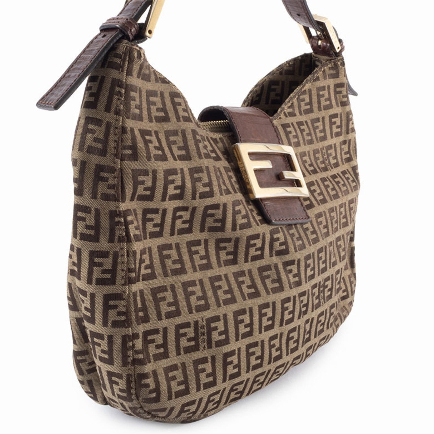 Fendi Zucca Shoulder Bag Canvas/Leather