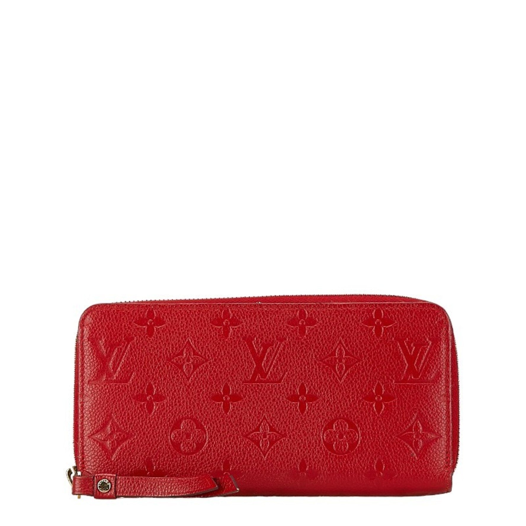 Louis Vuitton Monogram Empreinte Portefeuille Clemence Zippy Wallet Long Red Orian Leather