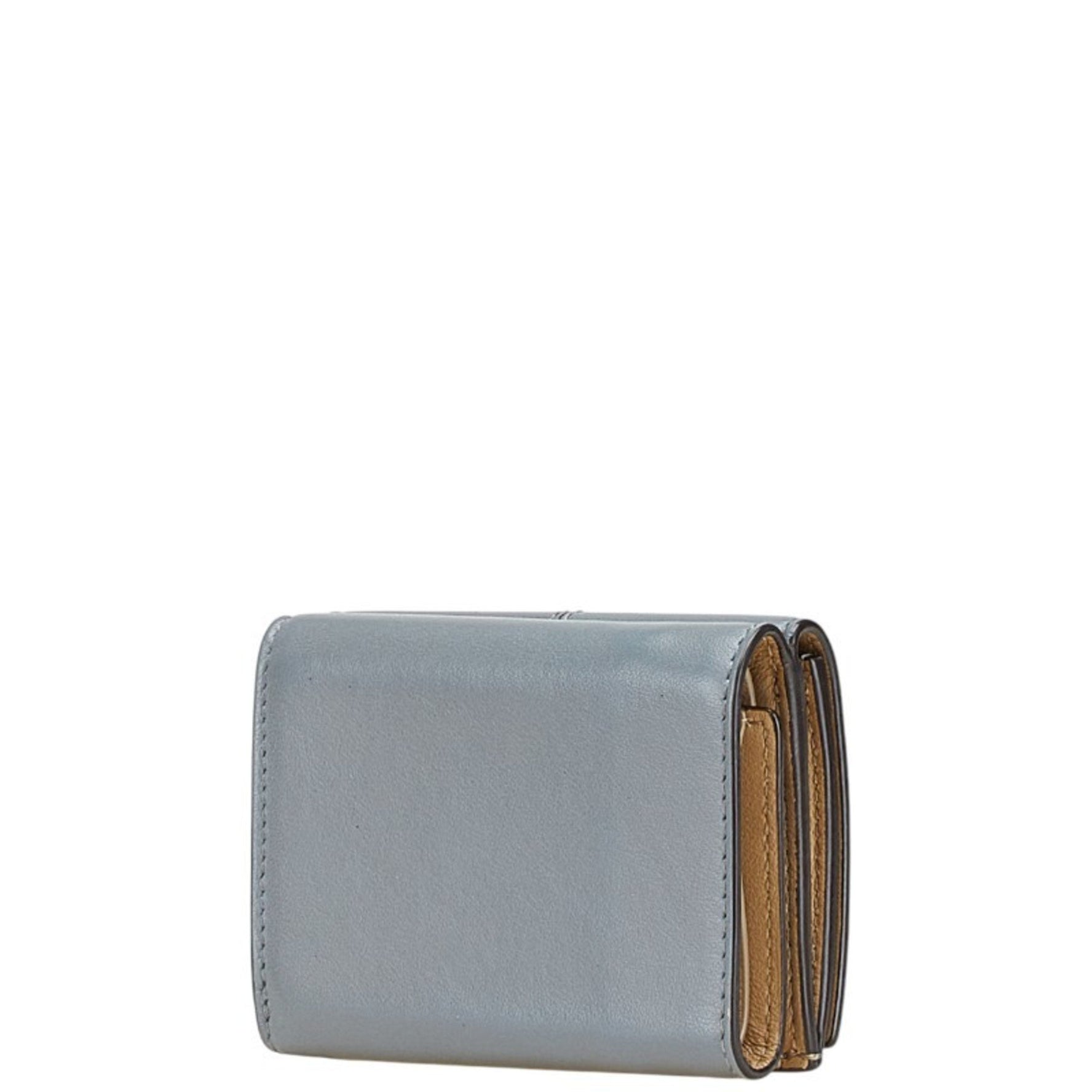 Fendi Peekaboo Small Wallet, Two-Tone Trifold Gray and Beige Leather