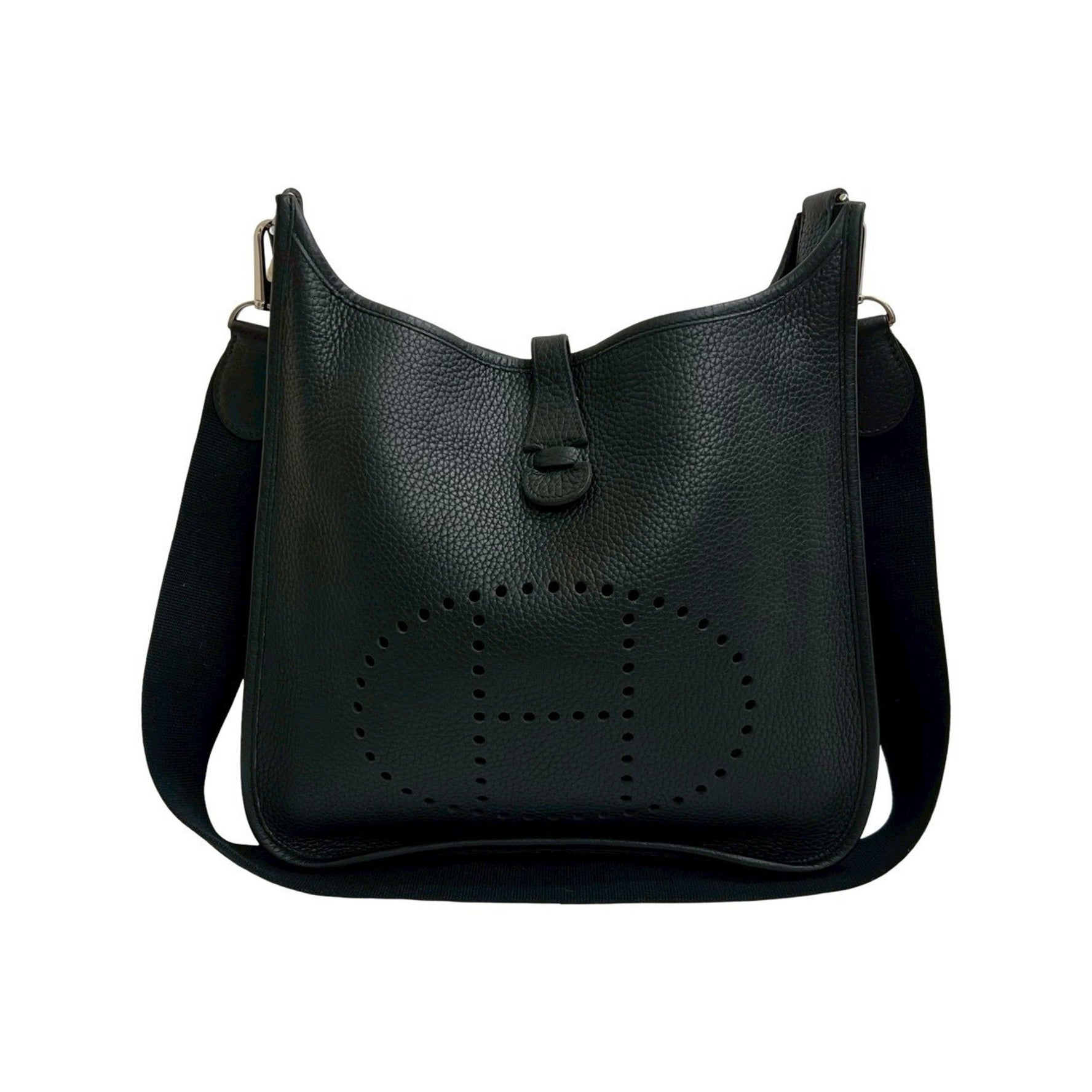 □H Stamp HERMES Evelyn II PM Logo Taurillon Clemence Leather Shoulder Bag Pochette