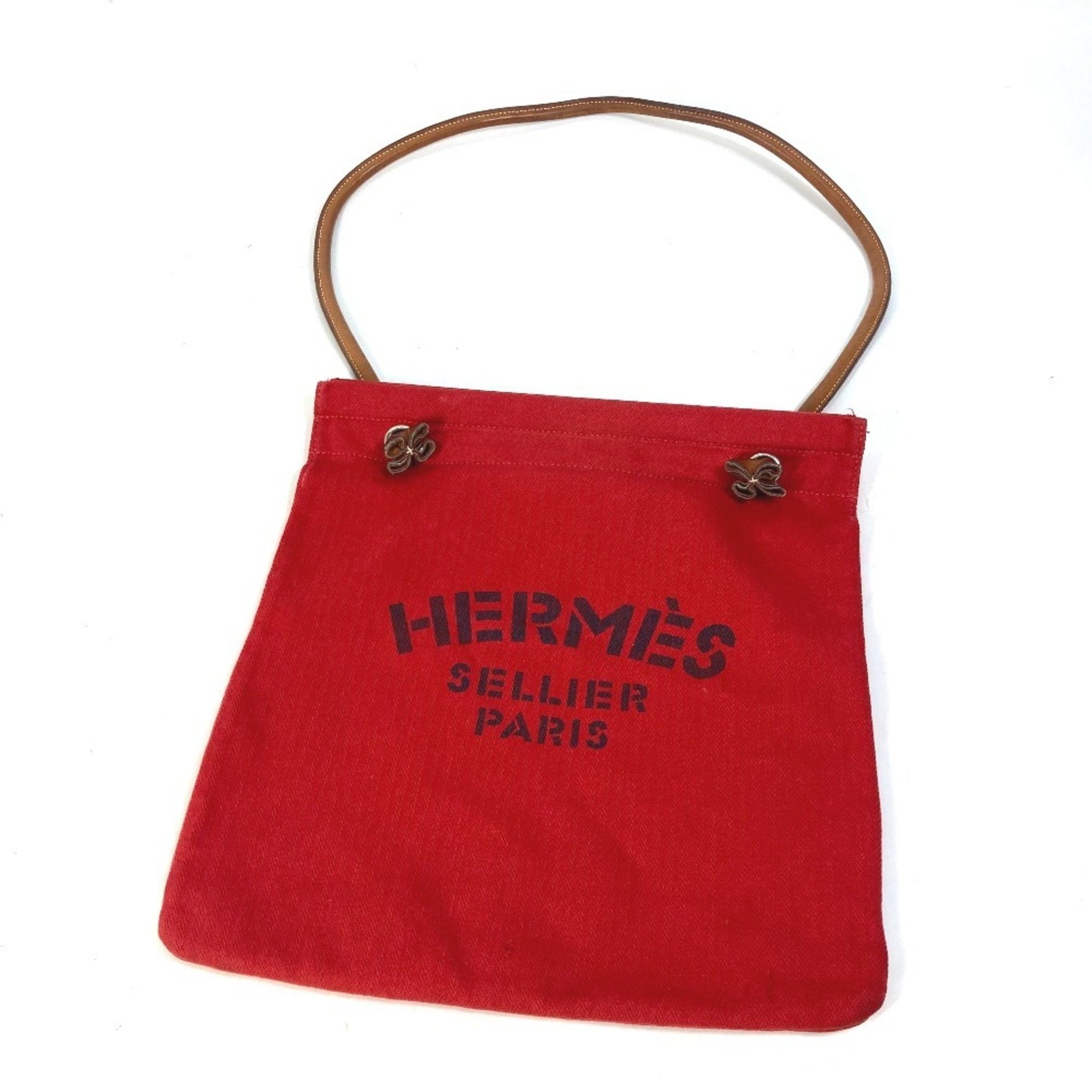 HERMES Sac Aline MM Shoulder Bag, Cotton, Red