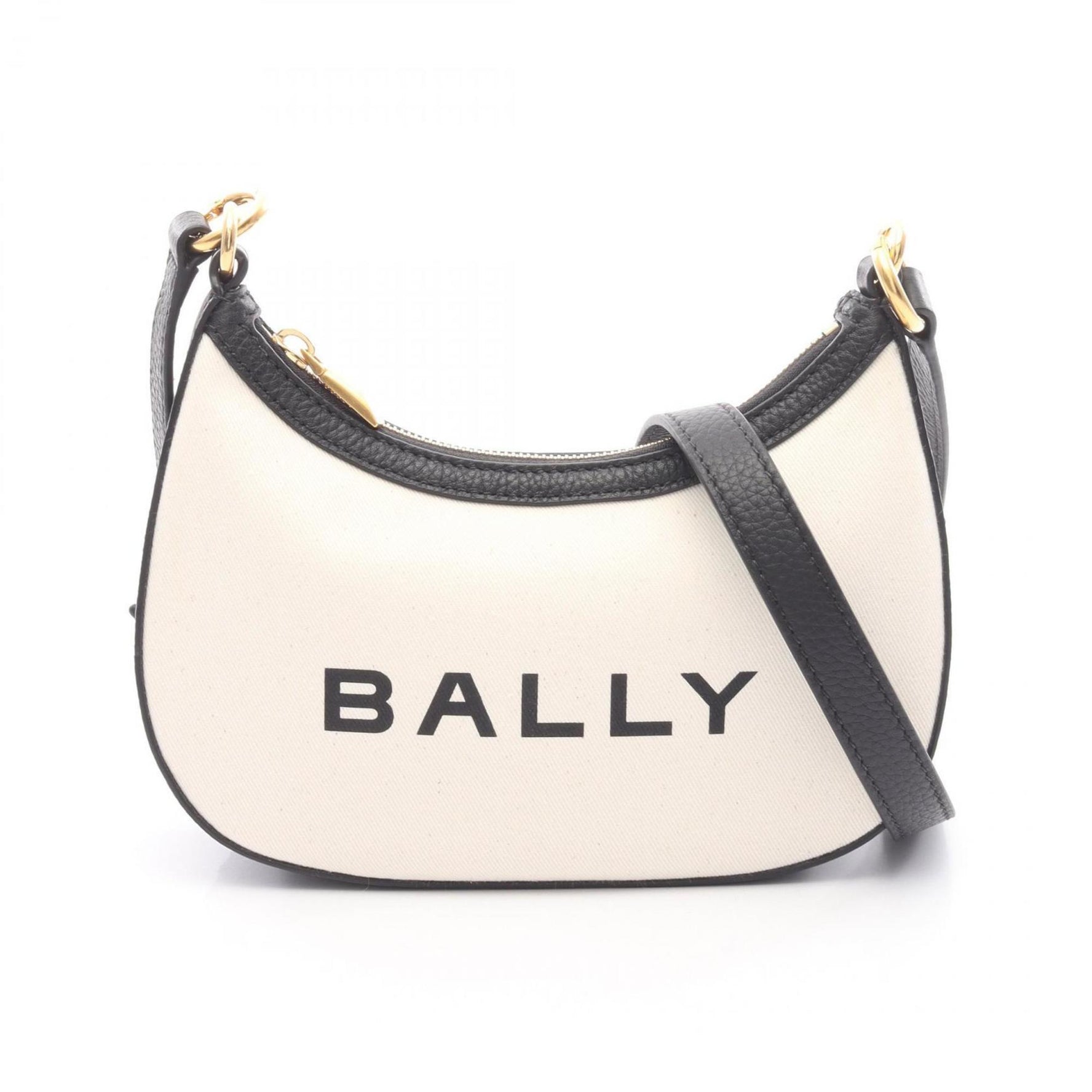 BALLY Shoulder Bag, Canvas and Leather, Ivory/Black