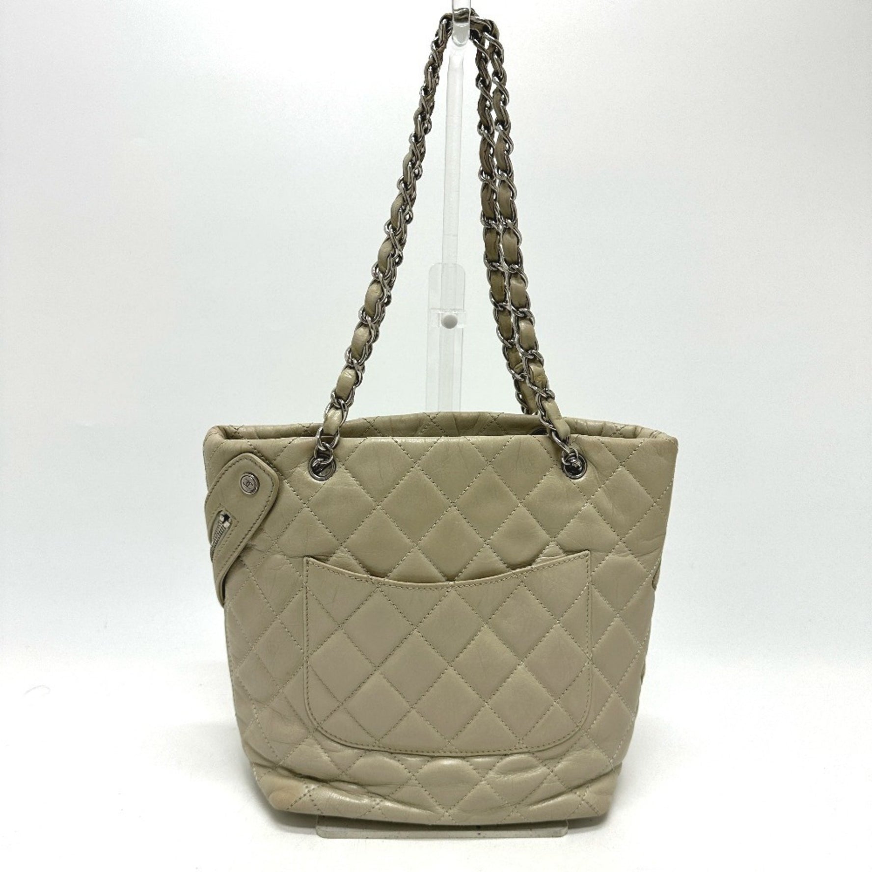 CHANEL Cambon Cotton Club CC Coco Mark Chain Shoulder Bag in Leather