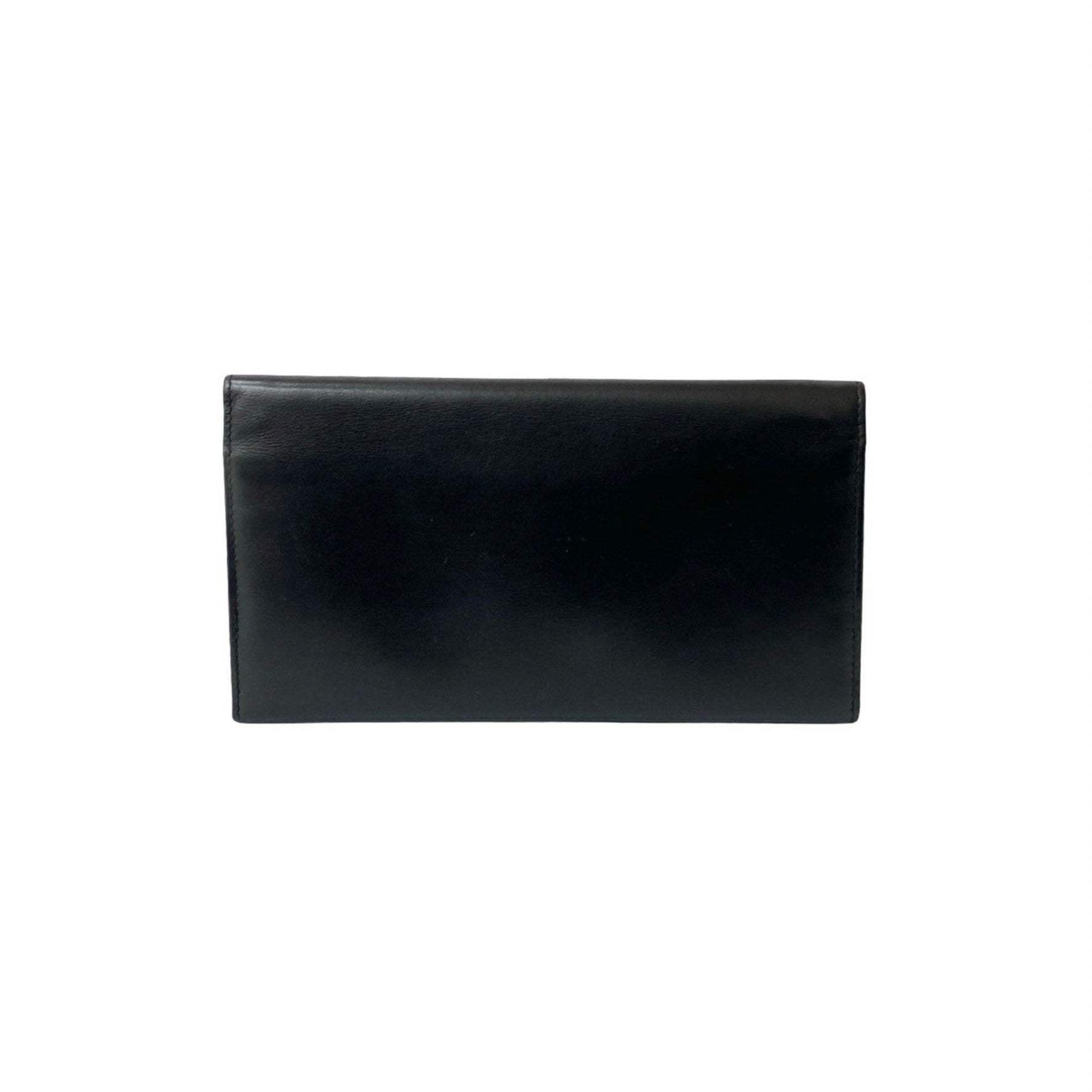 GUCCI Old Gucci Sherry Line GG Logo Hardware Genuine Leather Long Wallet Black