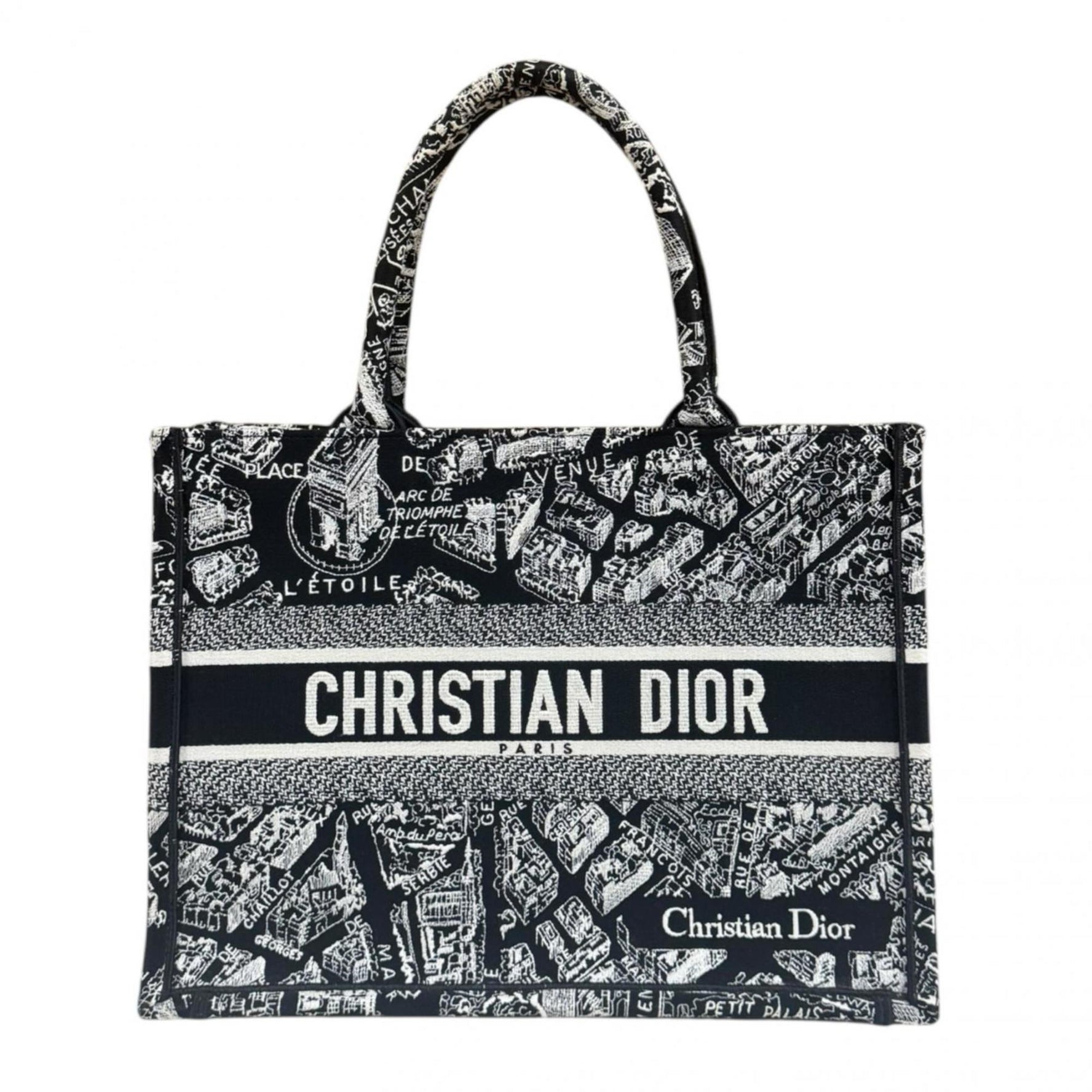 Christian Dior Dior Plan de Paris Book Tote Medium Embroidered Bag in Canvas, Black