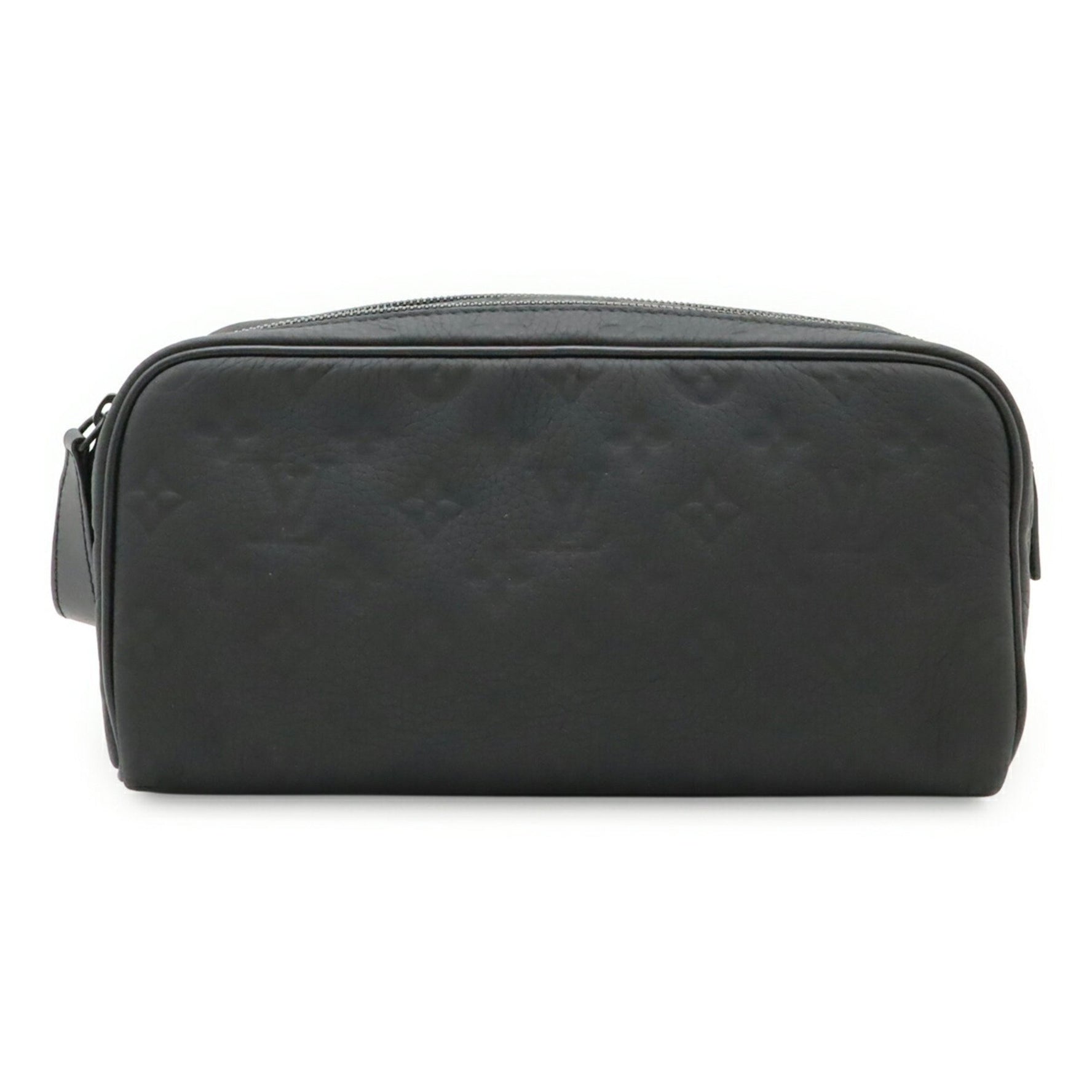 LOUIS VUITTON Monogram Taurillon Dopp Kit Second Bag, Clutch Handbag, Pouch, Noir, Black