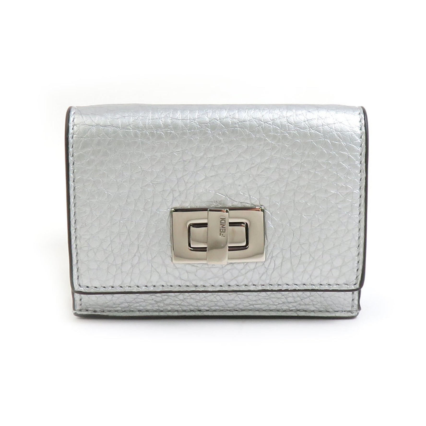 FENDI Tri-fold Wallet Peekaboo Leather Silver Men's Women's 8M0426-AQEV 55925g