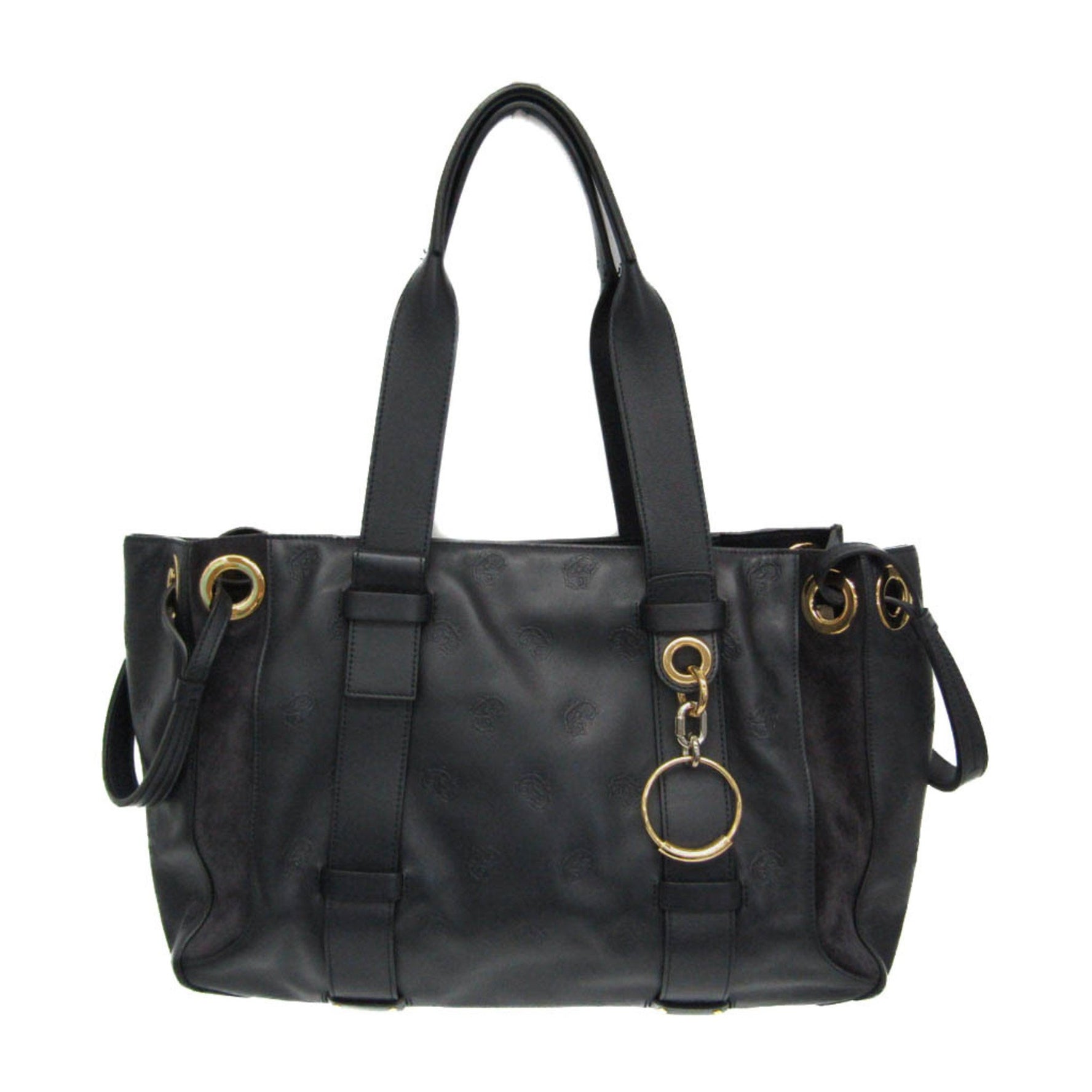 Chloé Leather,Suede Tote Bag Dark Navy